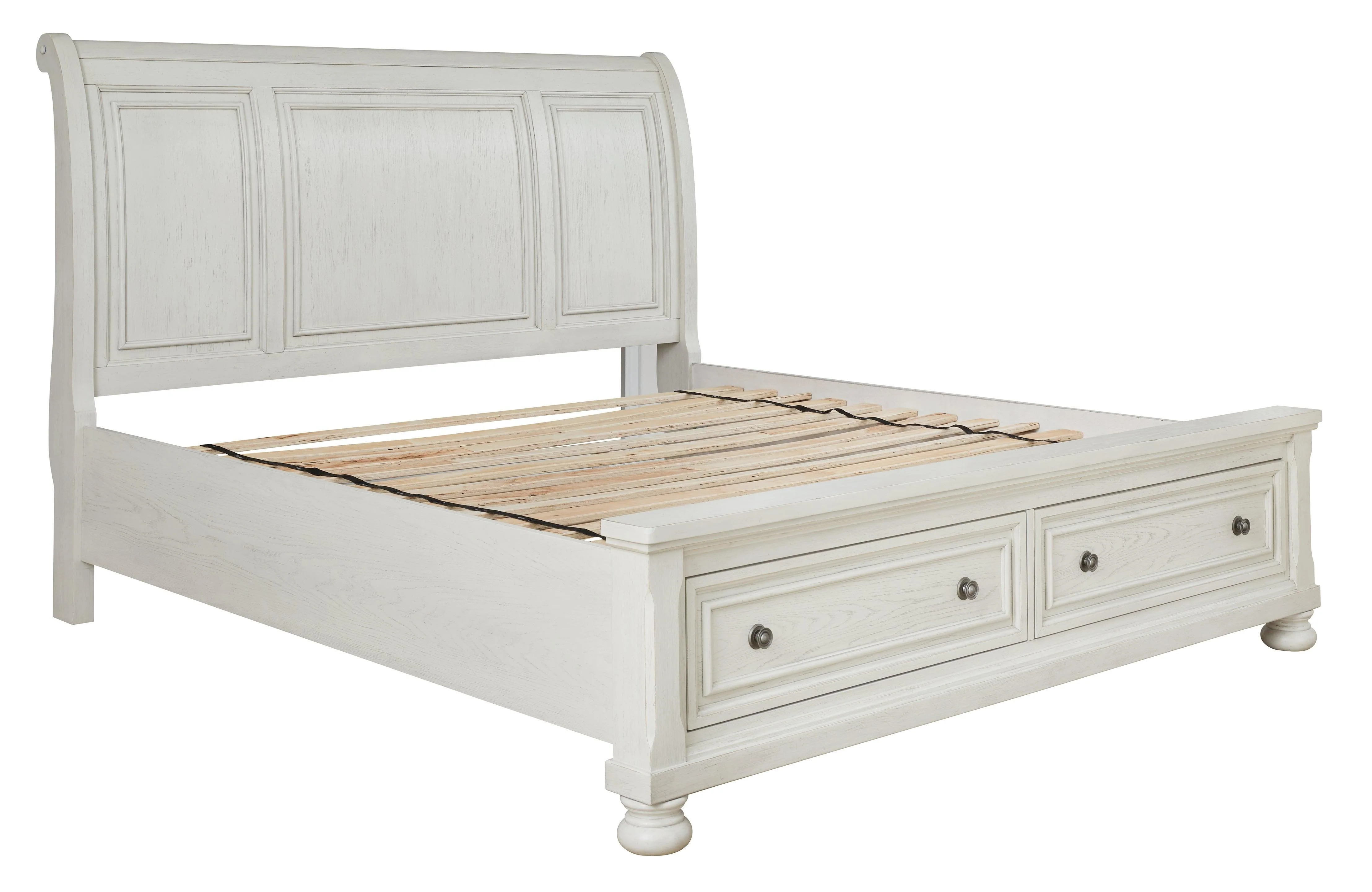 Robbinsdale Antique White Queen Sleigh Bed With Storage - Image 3