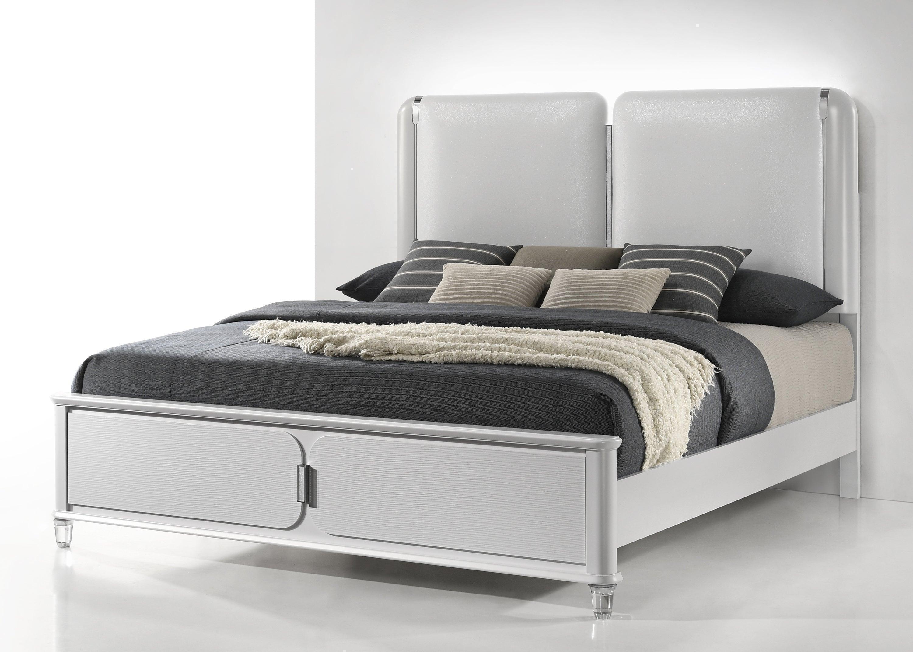 Vivian White Upholstered LED Panel Bedroom Set - Image 2