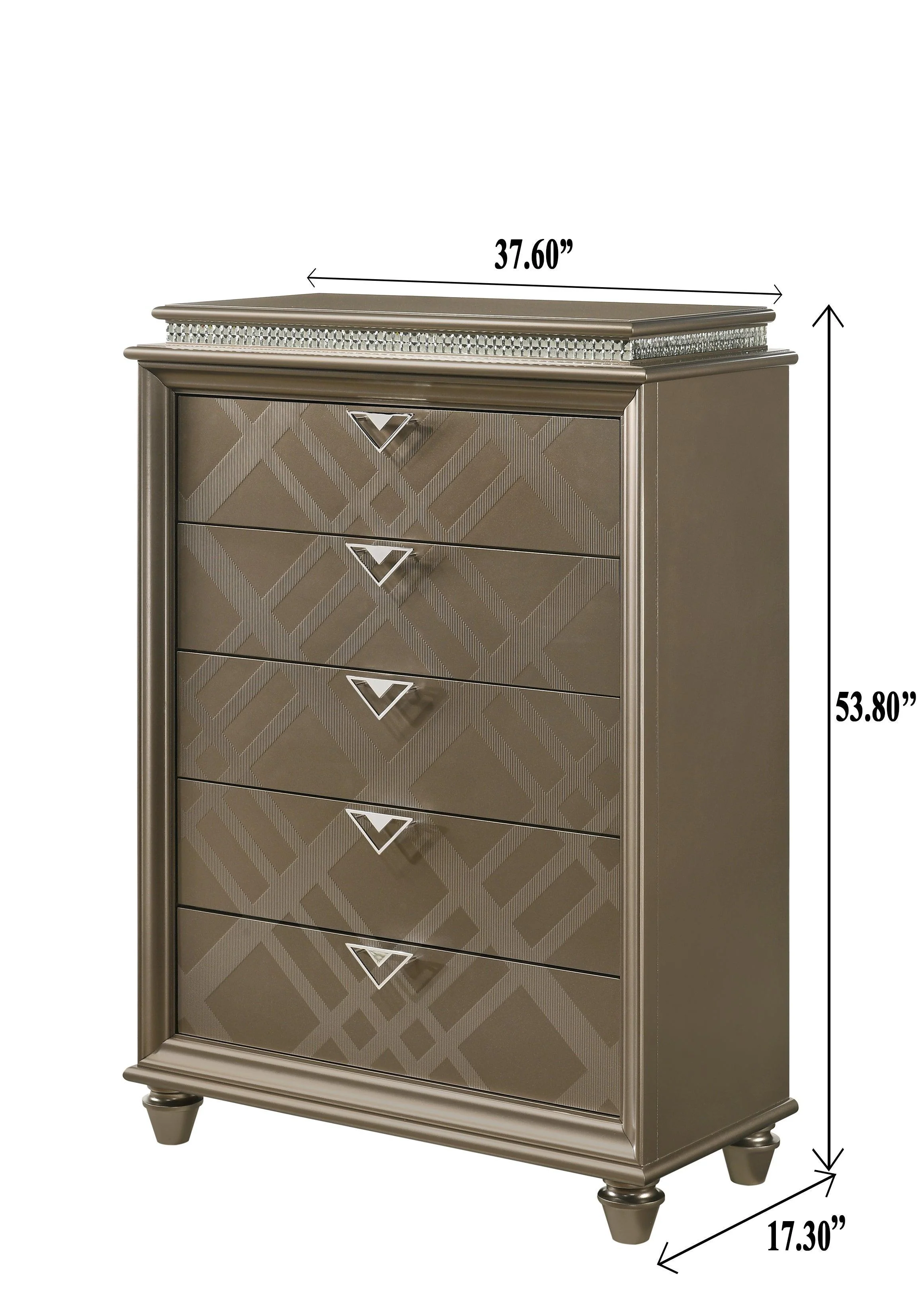 Cristal Chest Gold Glass 5 Drawers - Image 2