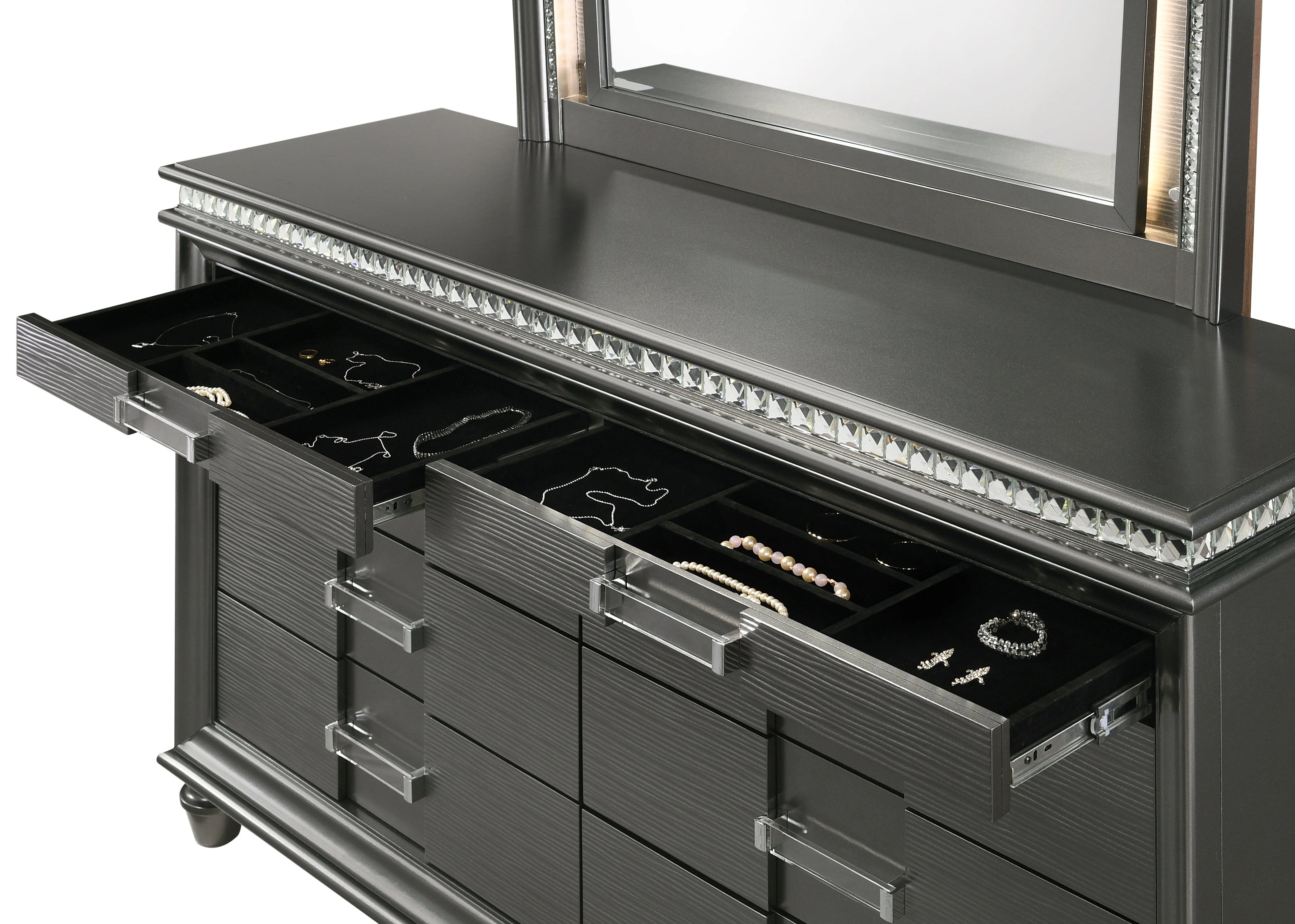 Adira Dresser Gray Drawers - Image 3