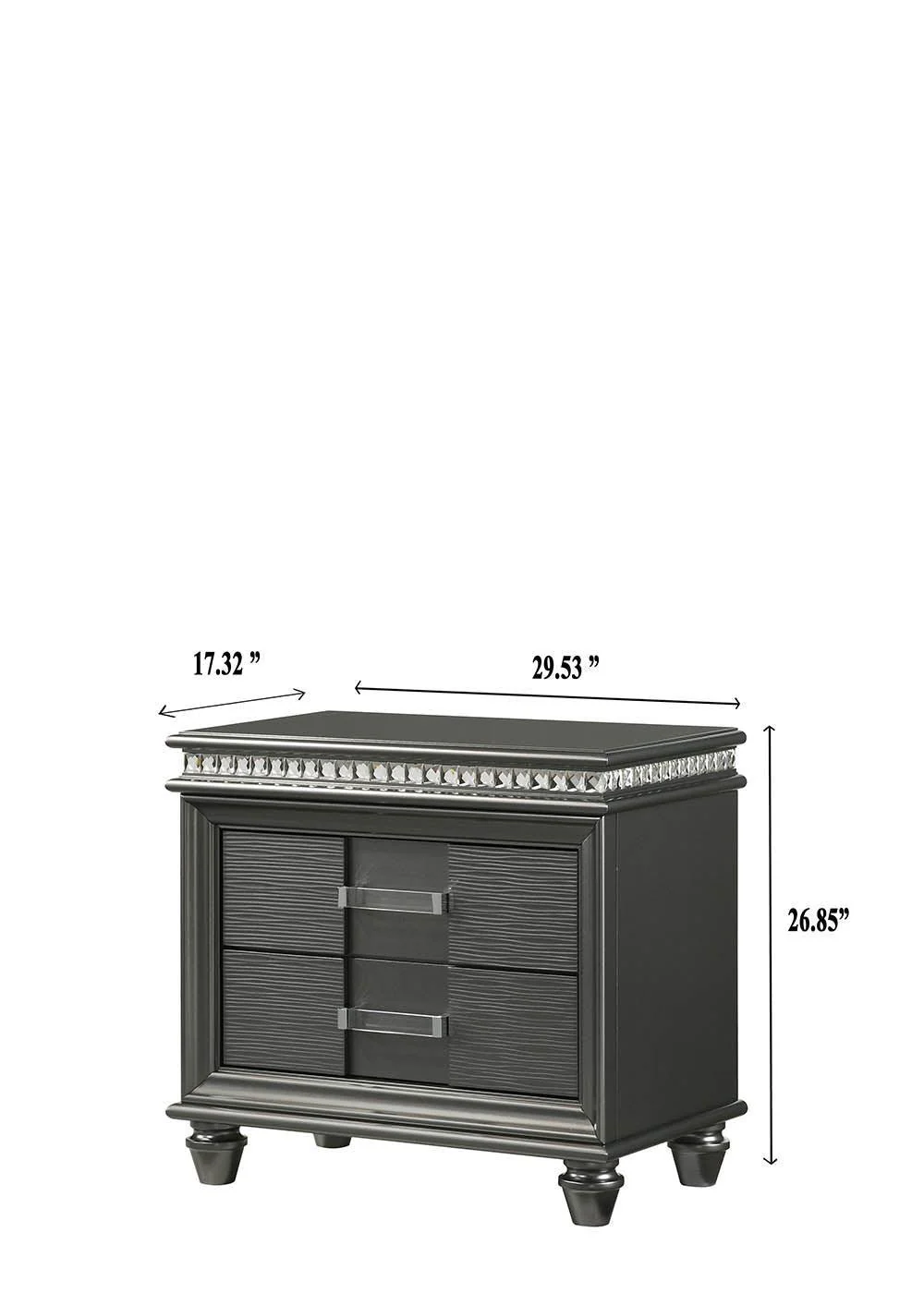 Adira NightStand Gray 2 Drawers - Image 2