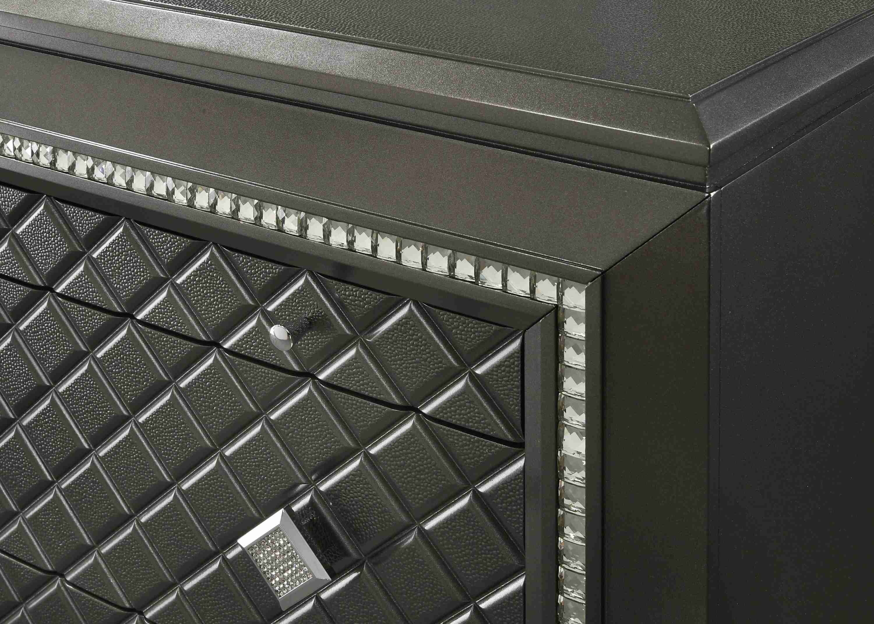 Giovani Chest Black Gray Faux Crystal 5 Drawers - Image 2
