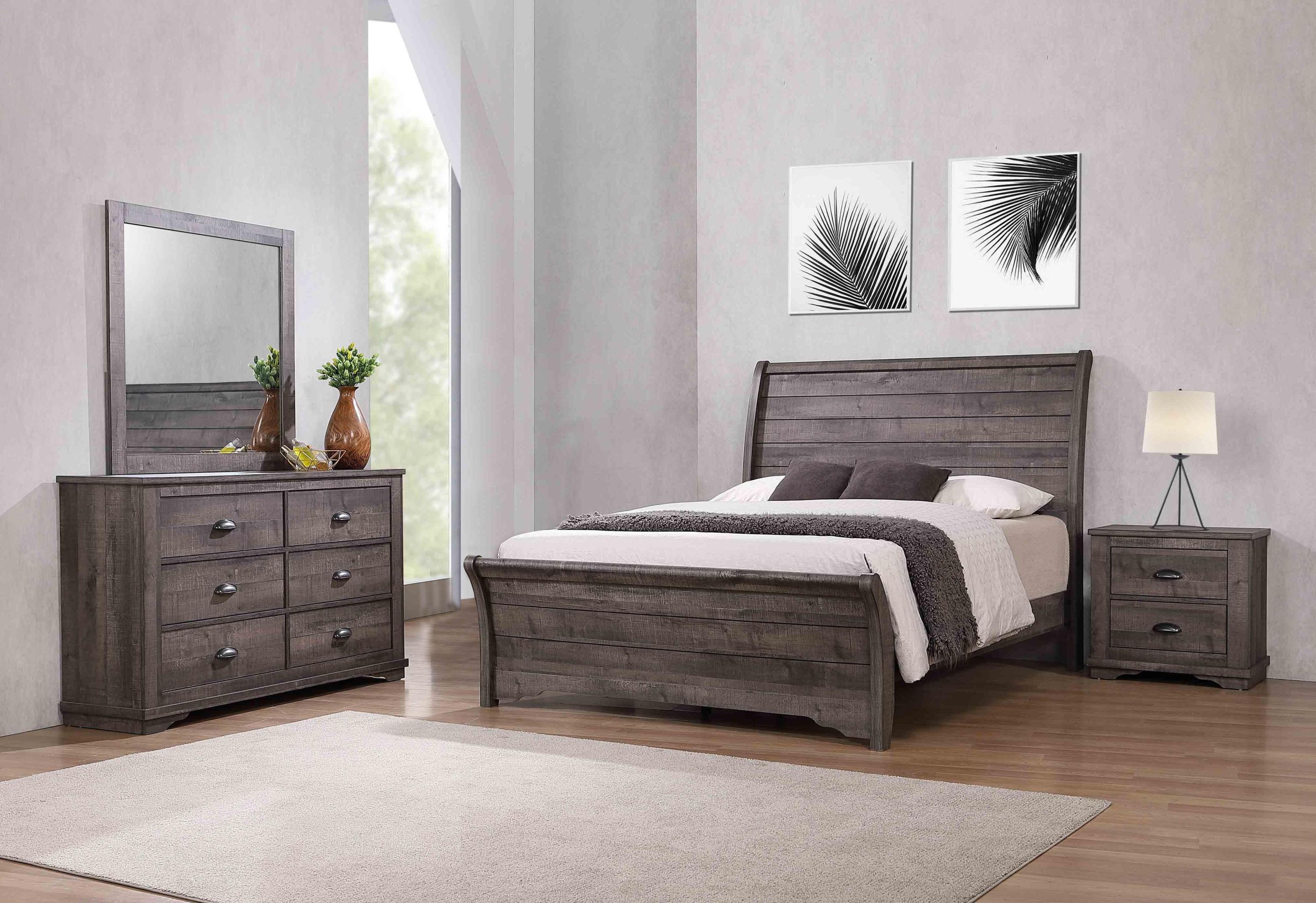 Coralee Gray Upholstered Sleigh Bedroom Set - Image 2