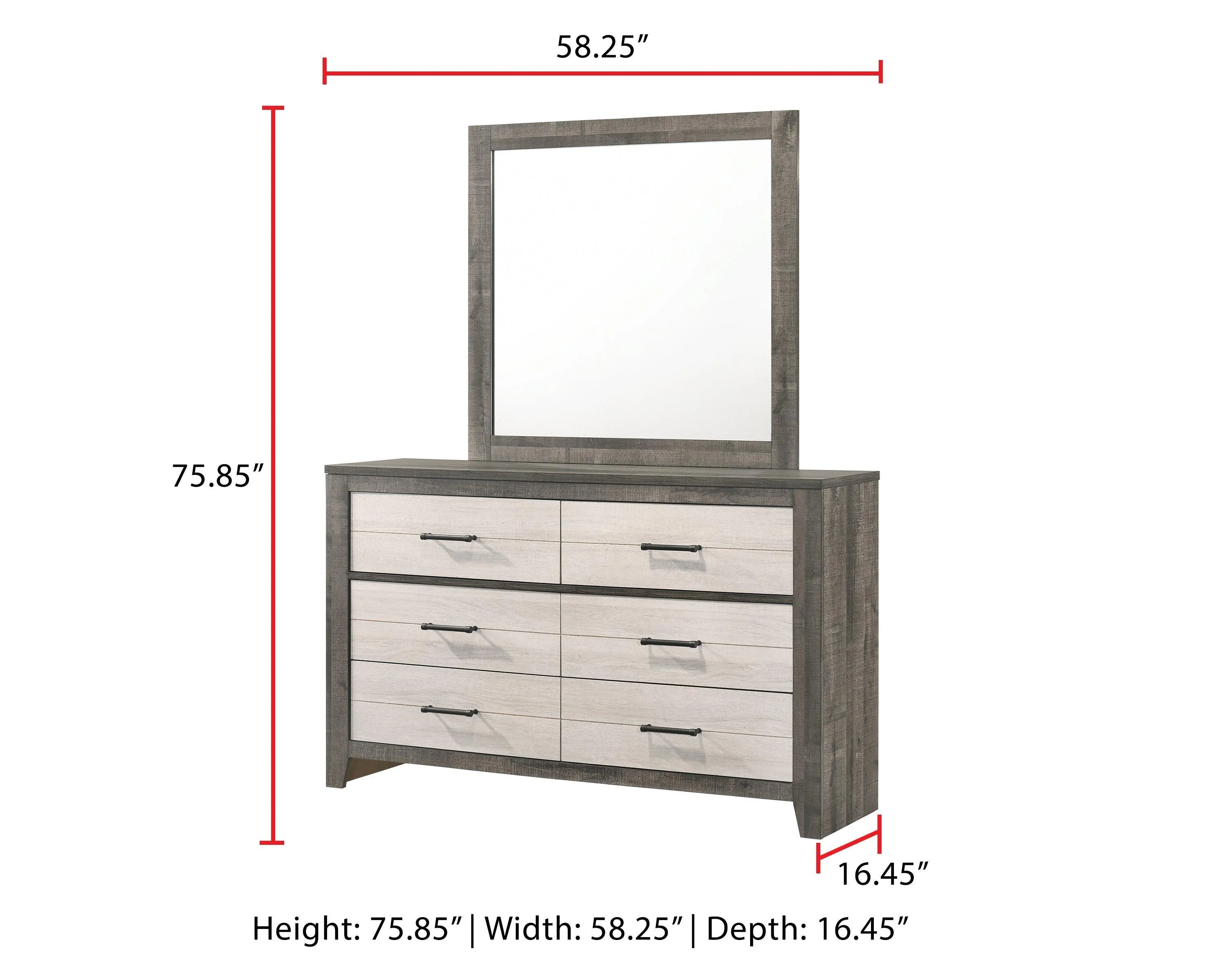 Rhett Dresser Brown Cream 6 Drawers - Image 2