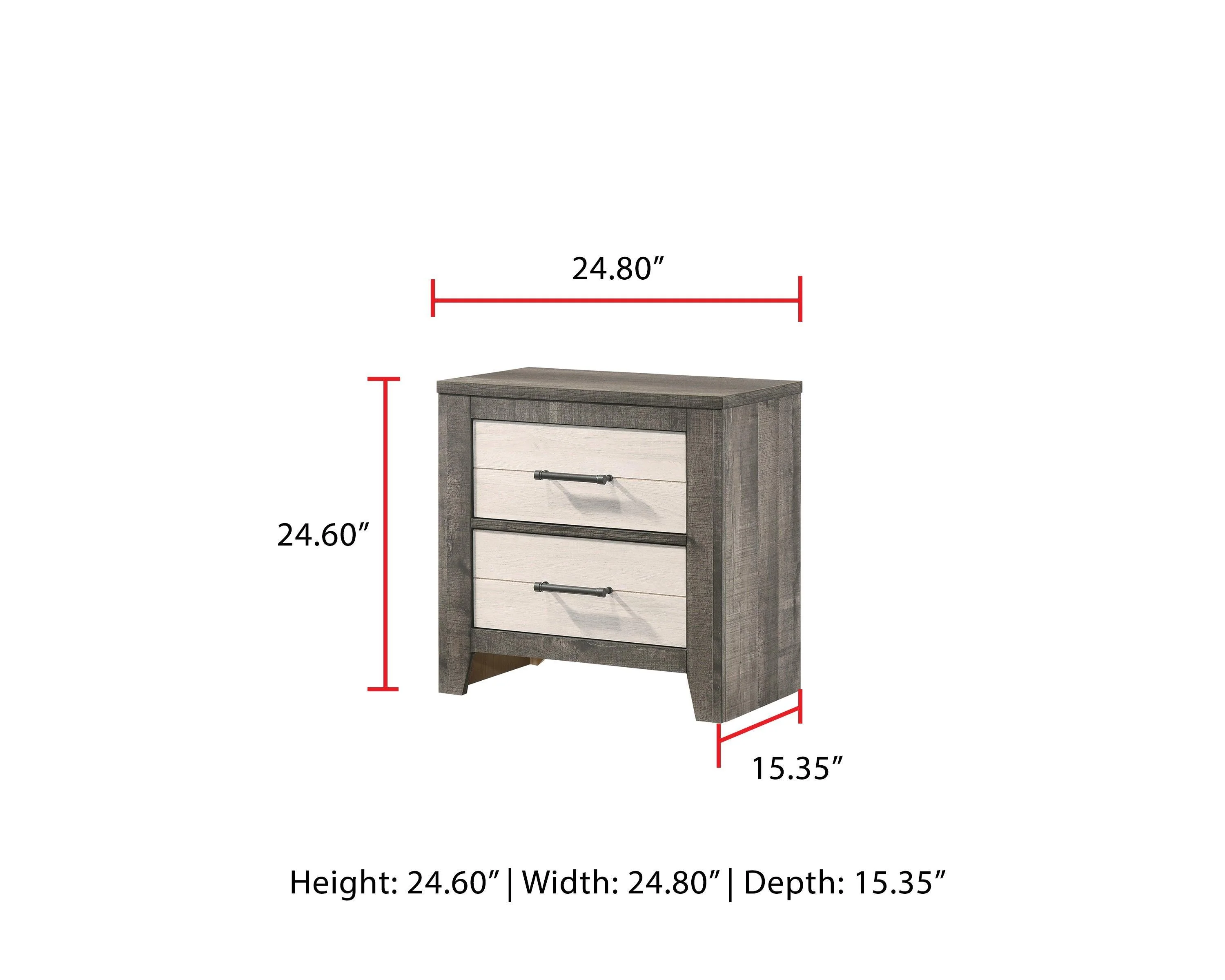 Rhett Nightstand Brown Cream 2 Drawers - Image 2
