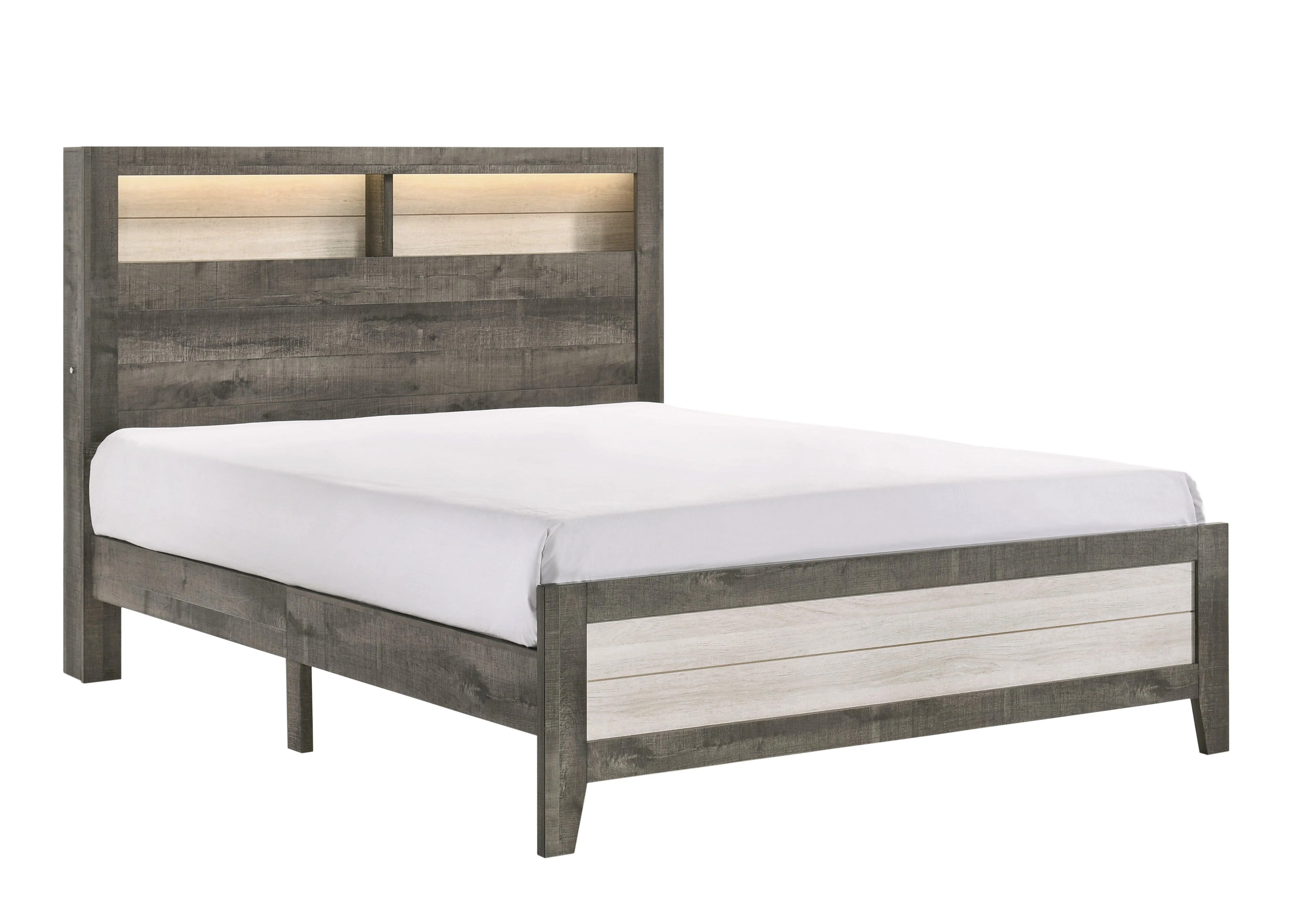 Rhett Brown Cream LED Bookcase Platform Bedroom Set - Image 2