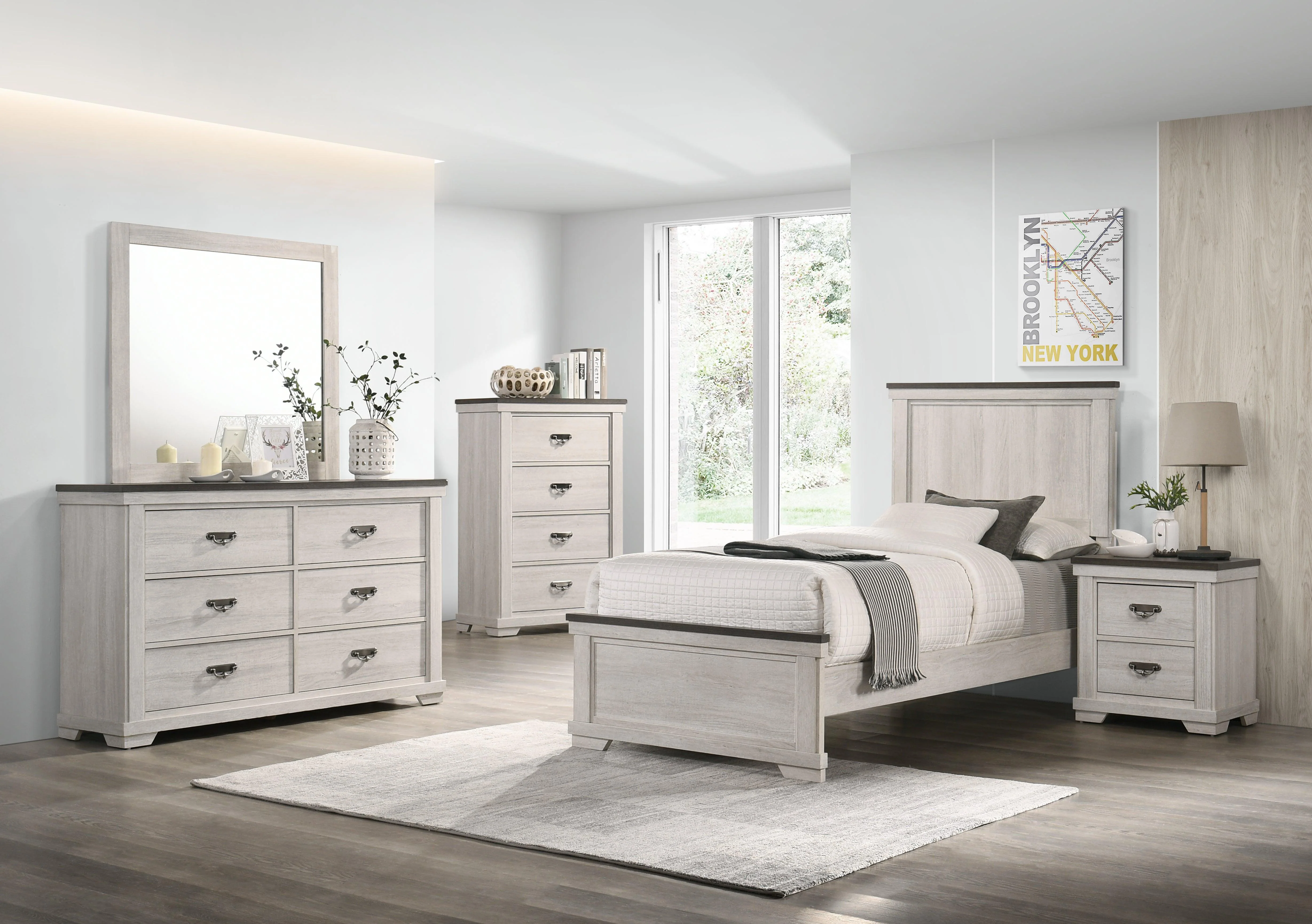 Leighton Cream Brown Panel Full Bed - Image 3