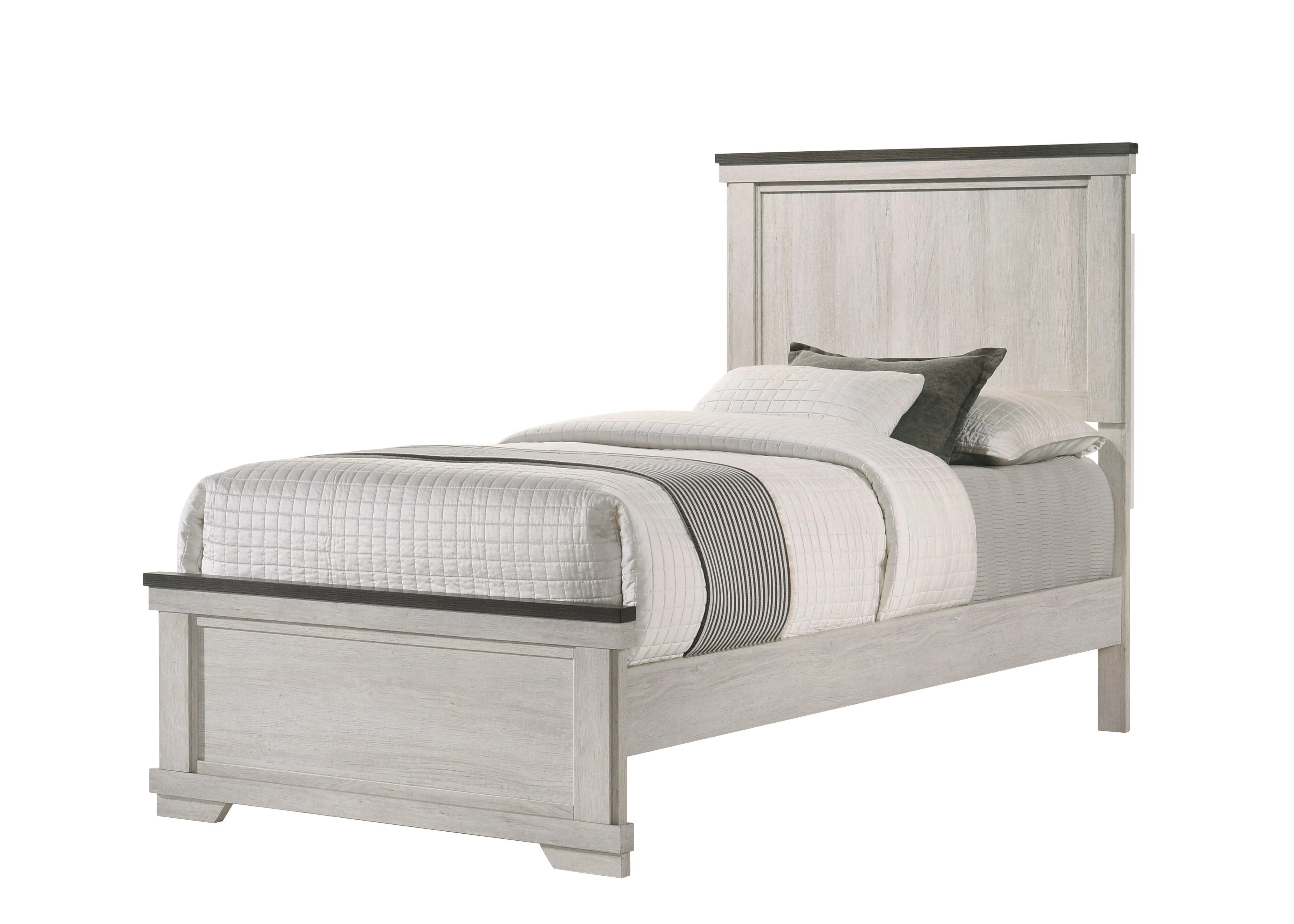 Leighton Cream Brown Panel King Bed - Image 3