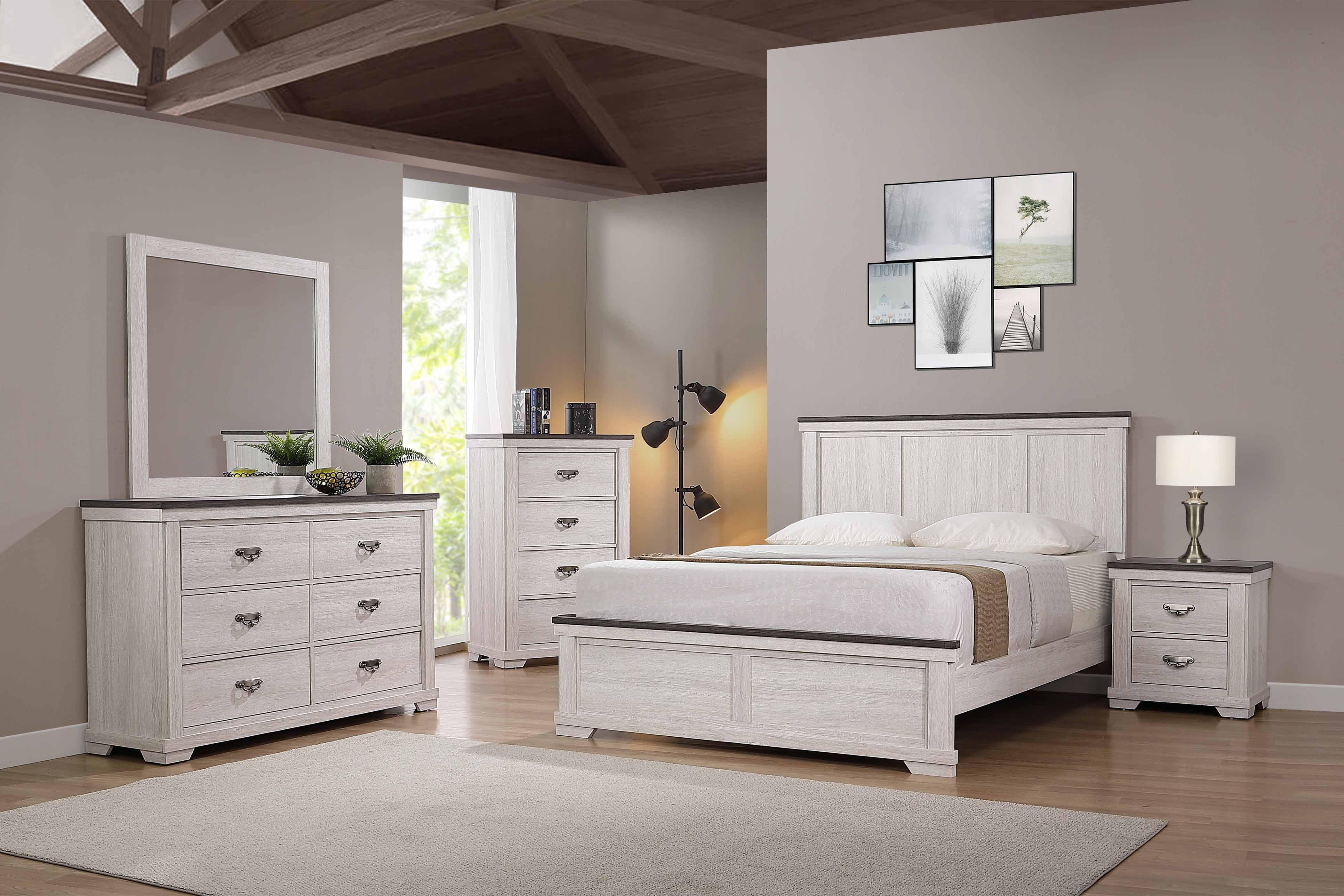 Leighton Cream Brown Panel Queen Bed - Image 2