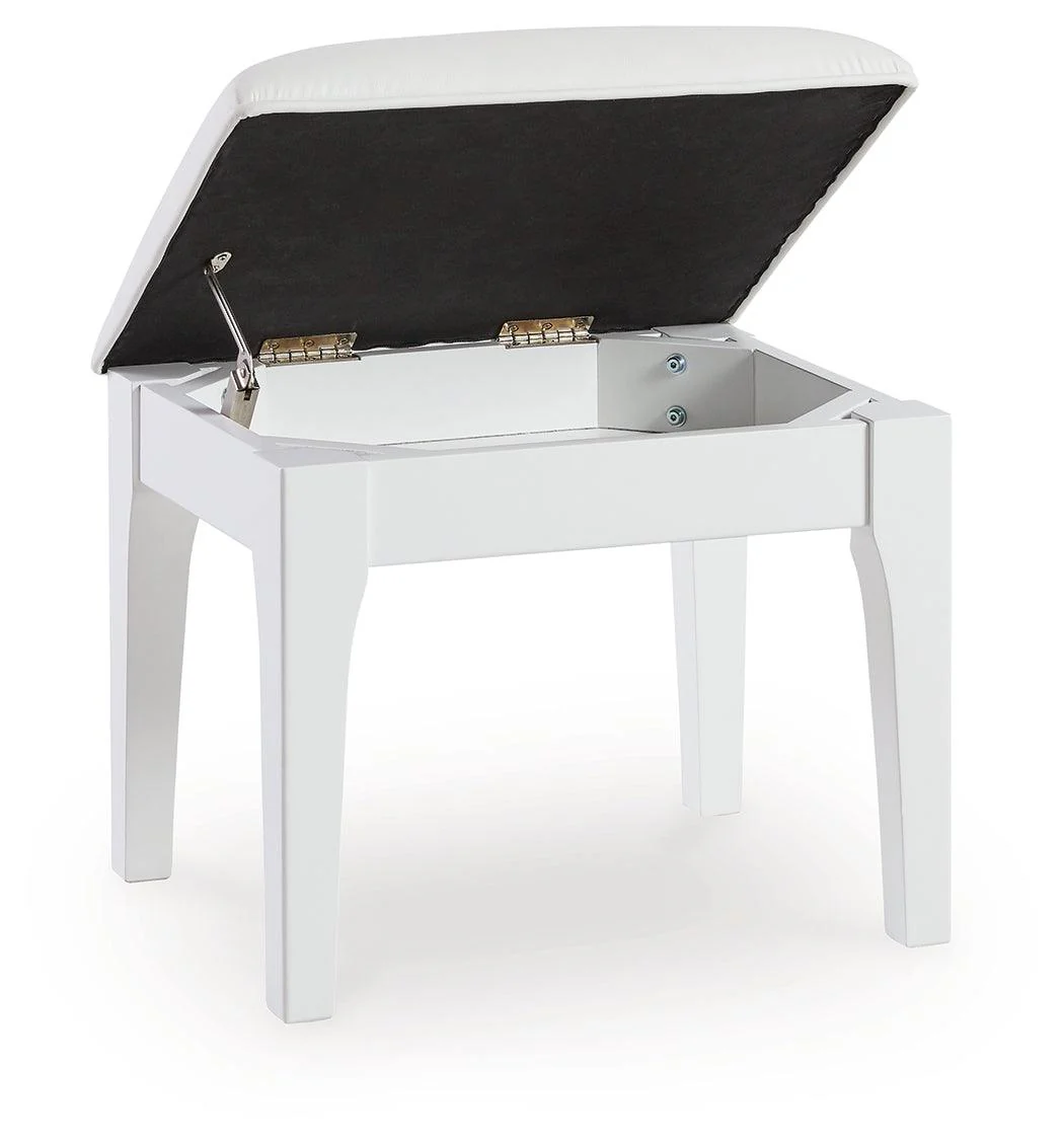 Chalanna White Vanity Stool - Image 3