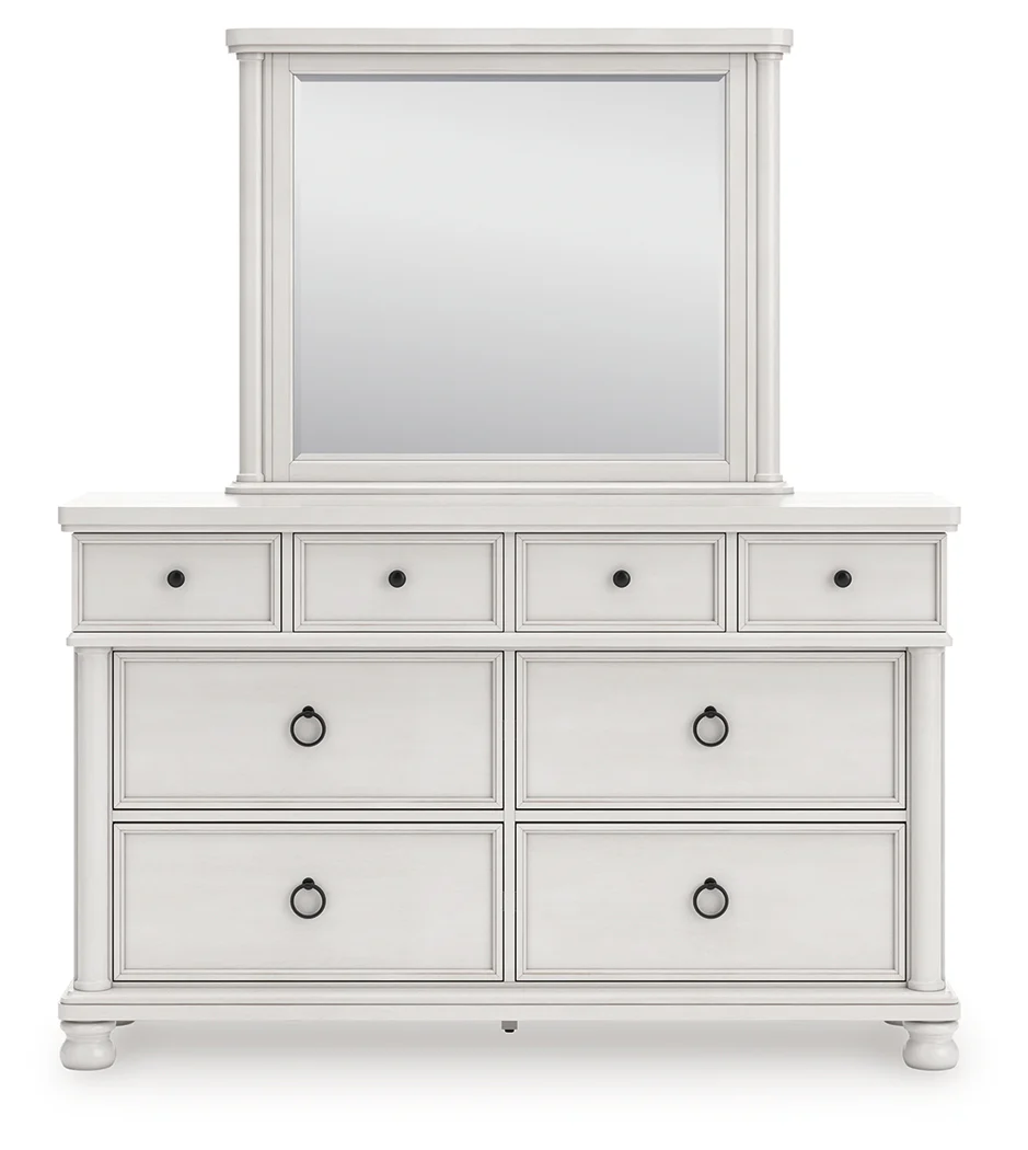 Rowlenstown Antique White Dresser and Mirror - Image 3