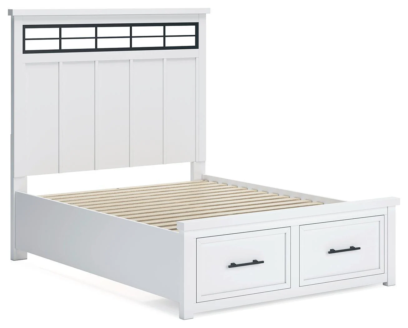 Ashbryn White Natural Queen Panel Storage Bed - Image 2