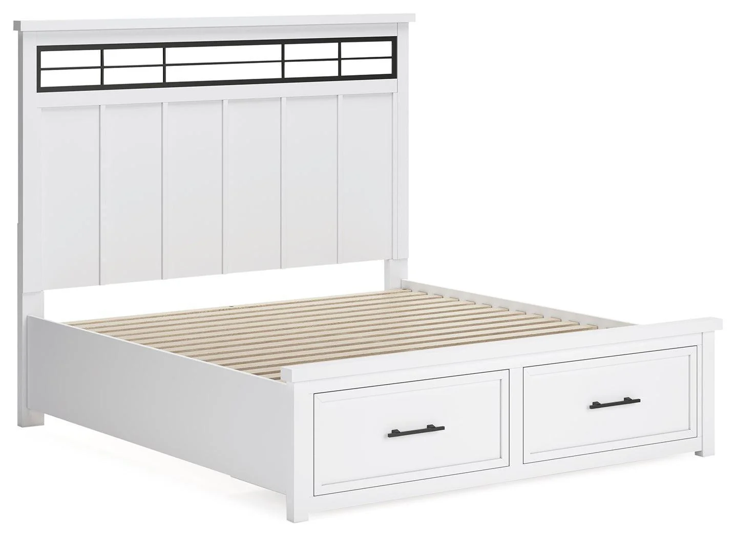 Ashbryn White Natural King Panel Storage Bed - Image 3