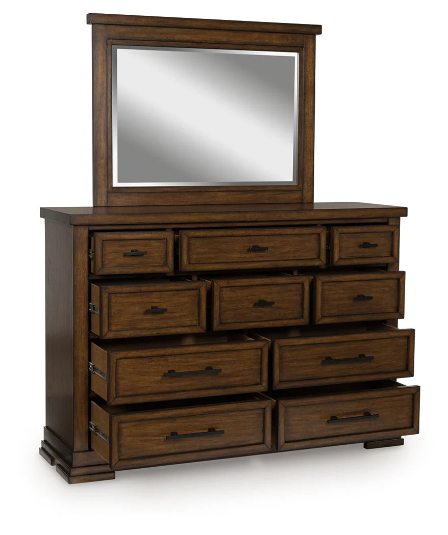 Taffenbrook Medium Brown Dresser and Mirror - Image 1