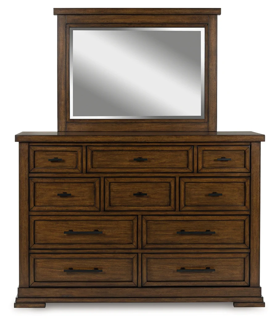 Taffenbrook Medium Brown Dresser and Mirror - Image 3