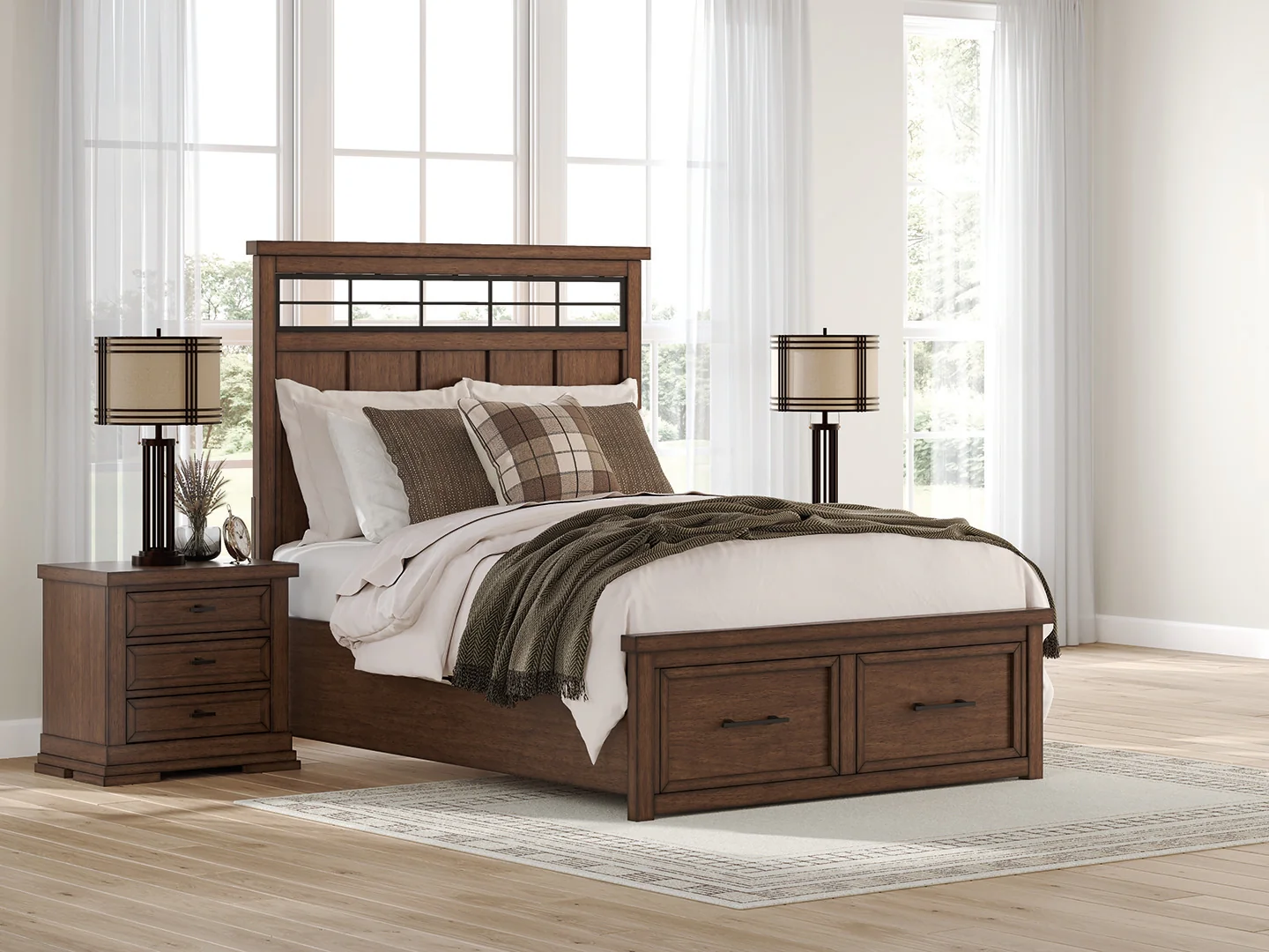Taffenbrook Medium Brown Queen Panel Storage Bed - Image 1