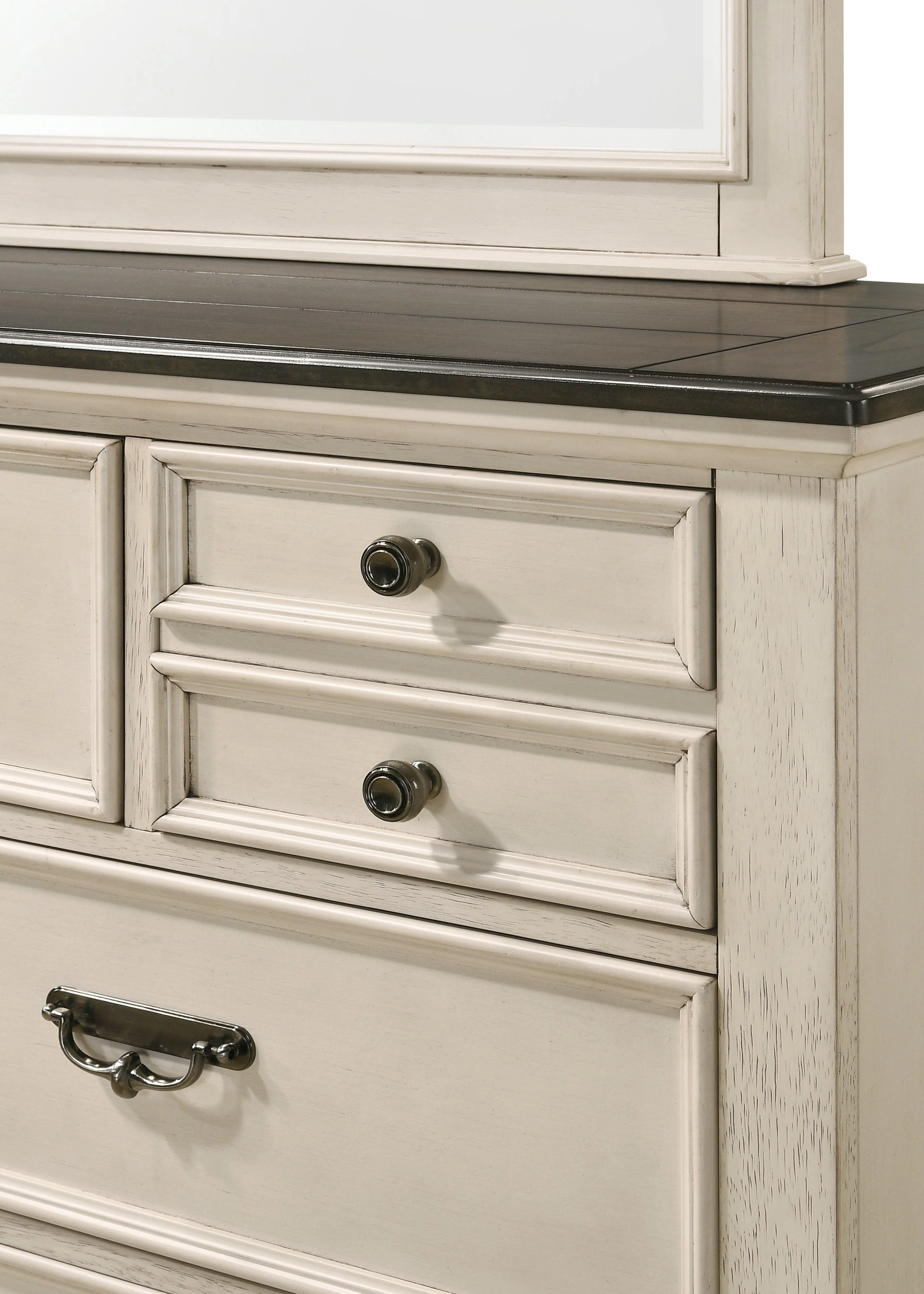 Sawyer Chest Cream Brown Pewter 5 Drawers - Image 3