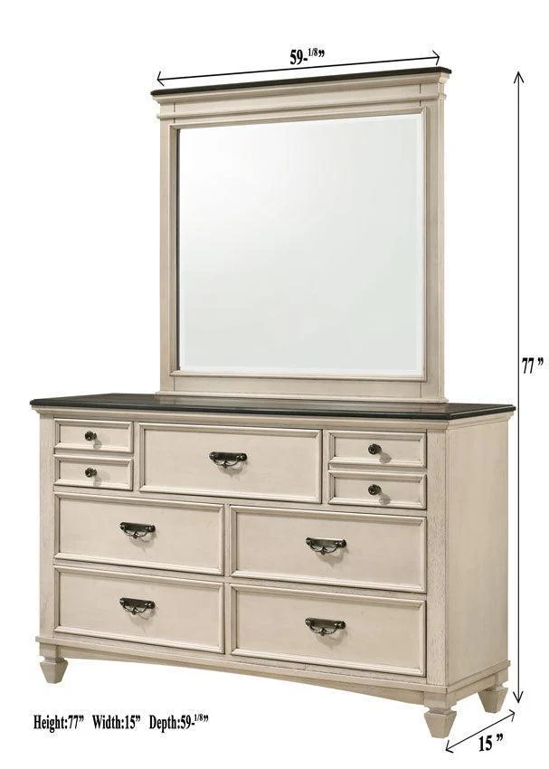Sawyer Dresser Cream Brown 7 Drawers - Image 2
