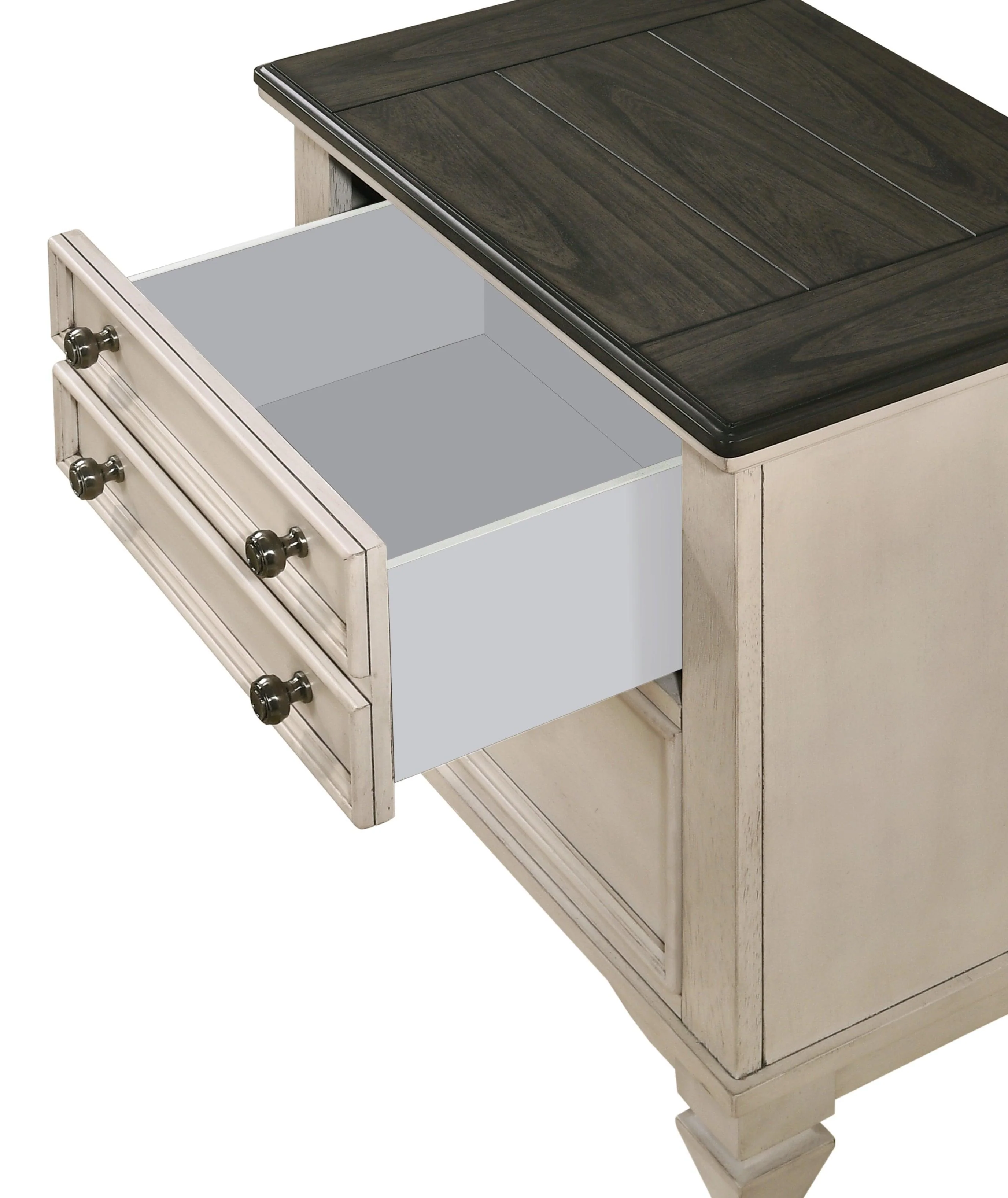 Sawyer Nightstand Cream Brown 3 Drawers - Image 3