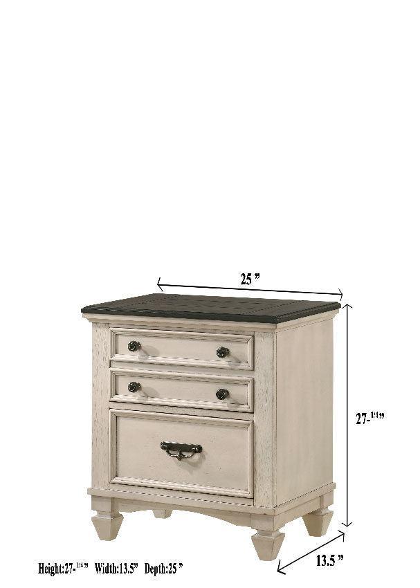 Sawyer Nightstand Cream Brown 3 Drawers - Image 2