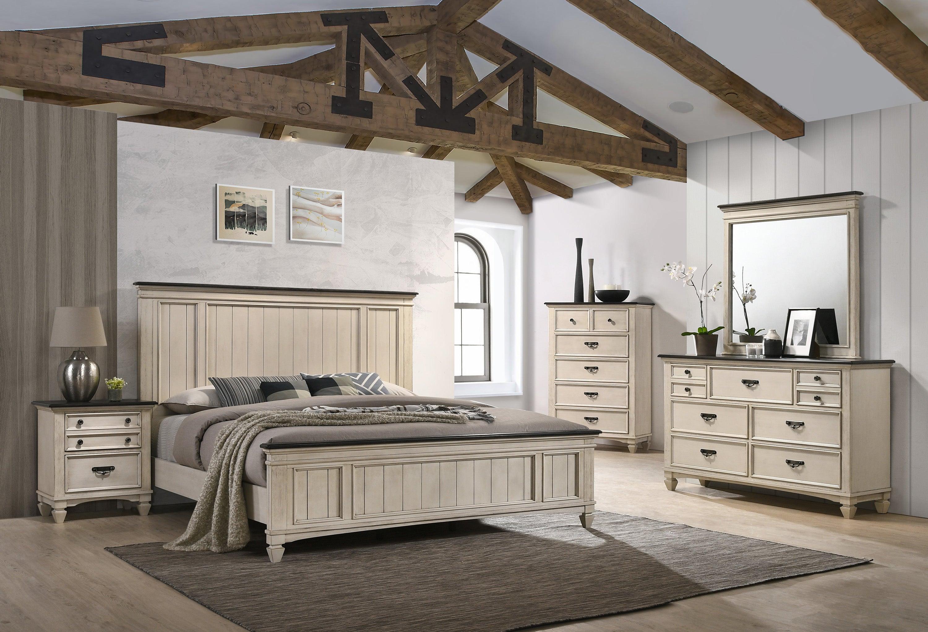 Sawyer Cream Brown Panel King Bed - Image 2