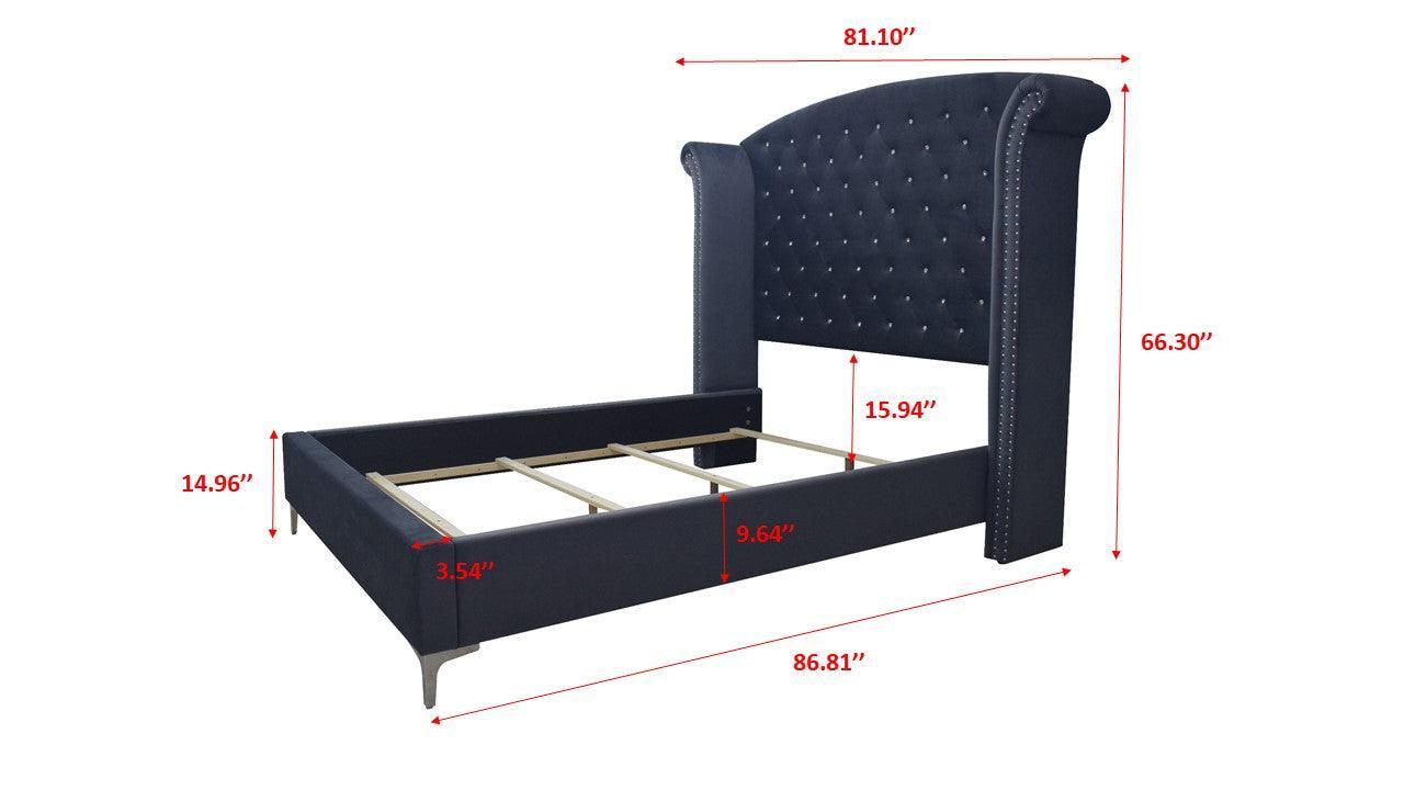 Lucinda Dark Gray Velvet Upholstered Tufted Panel King Bed - Image 2