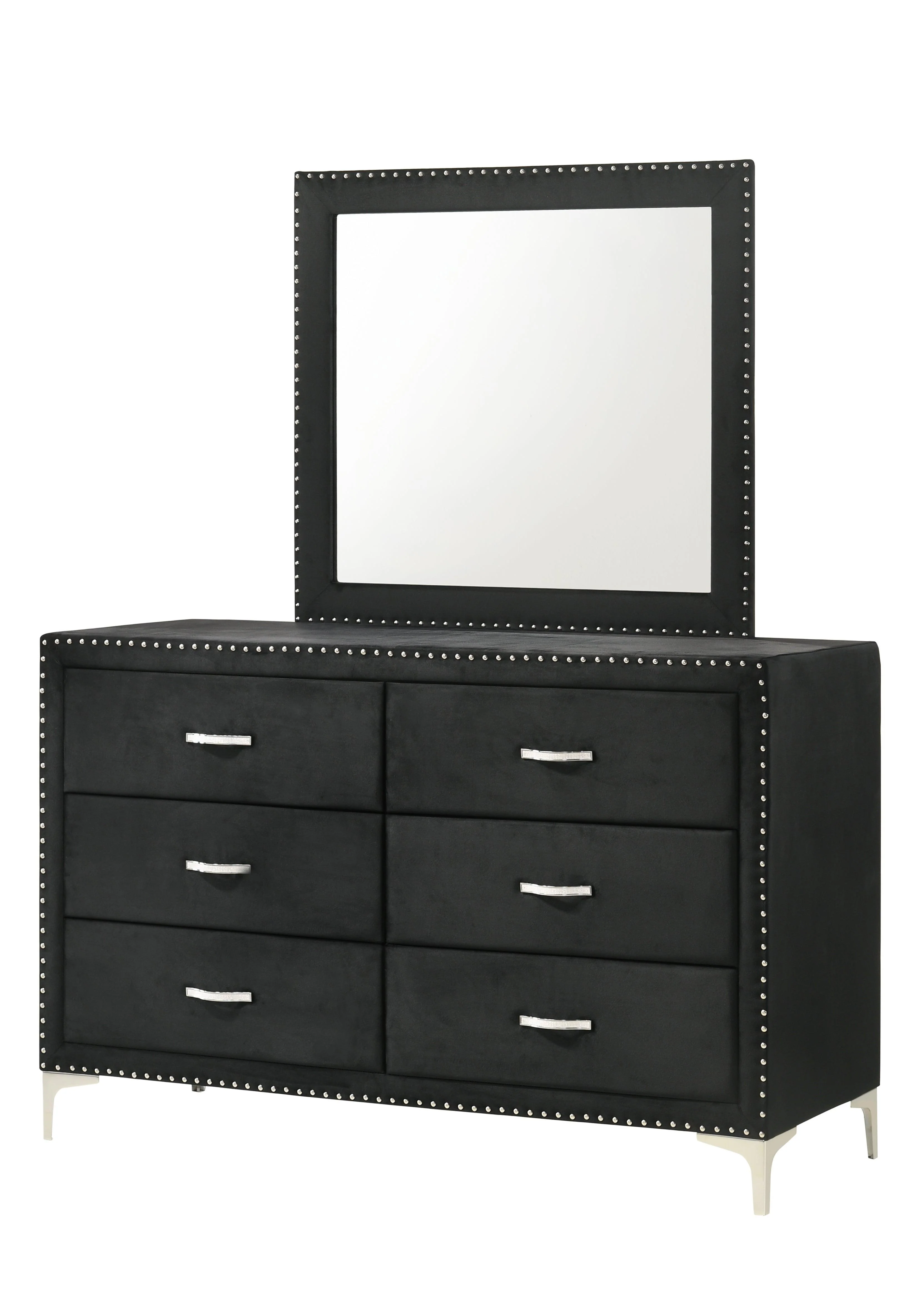 Lucinda Black Velvet Wingback Upholstered Tufted Panel King Bed - Image 3