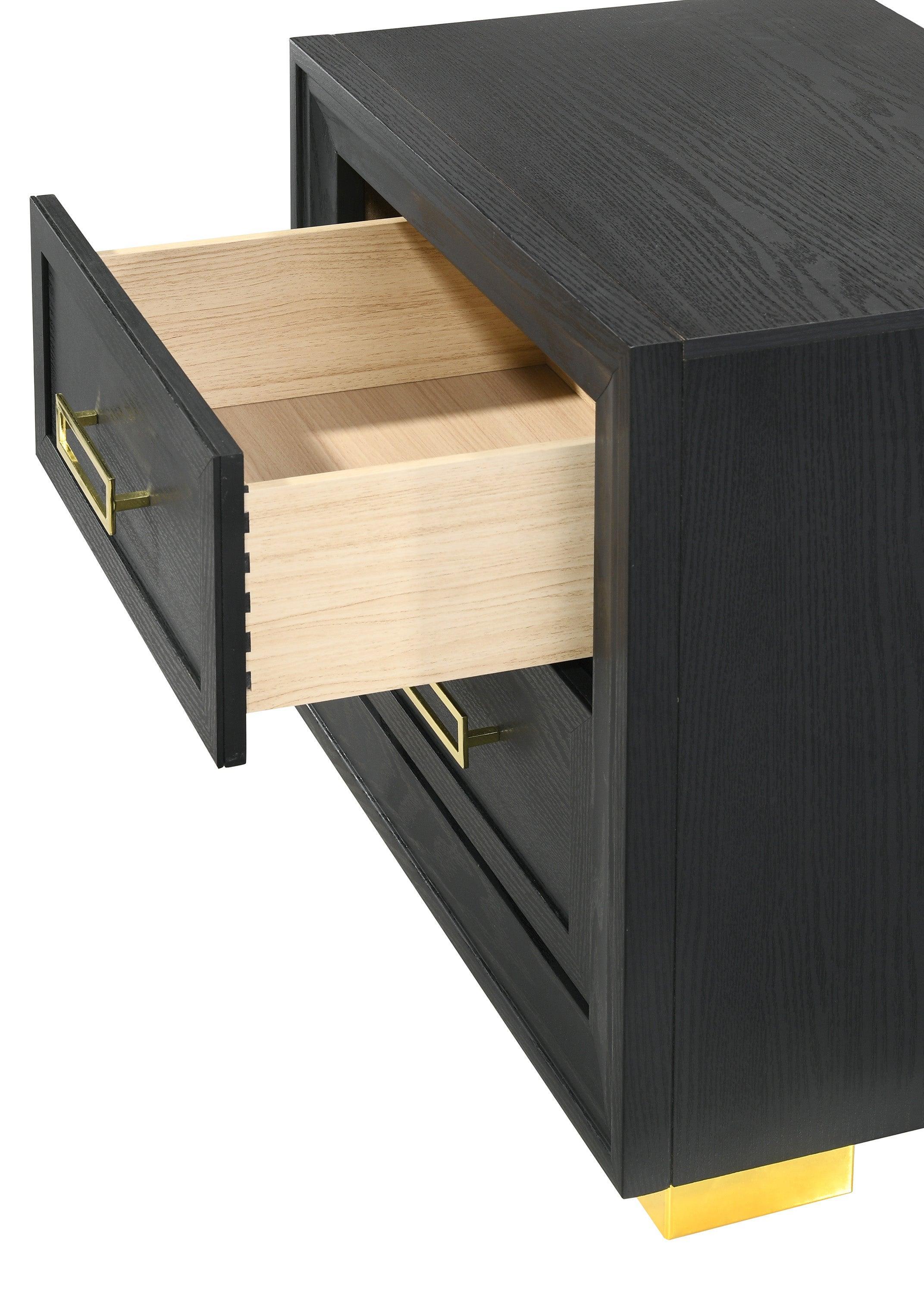 Pepe Nightstand Black Gold 2 Drawers - Image 3