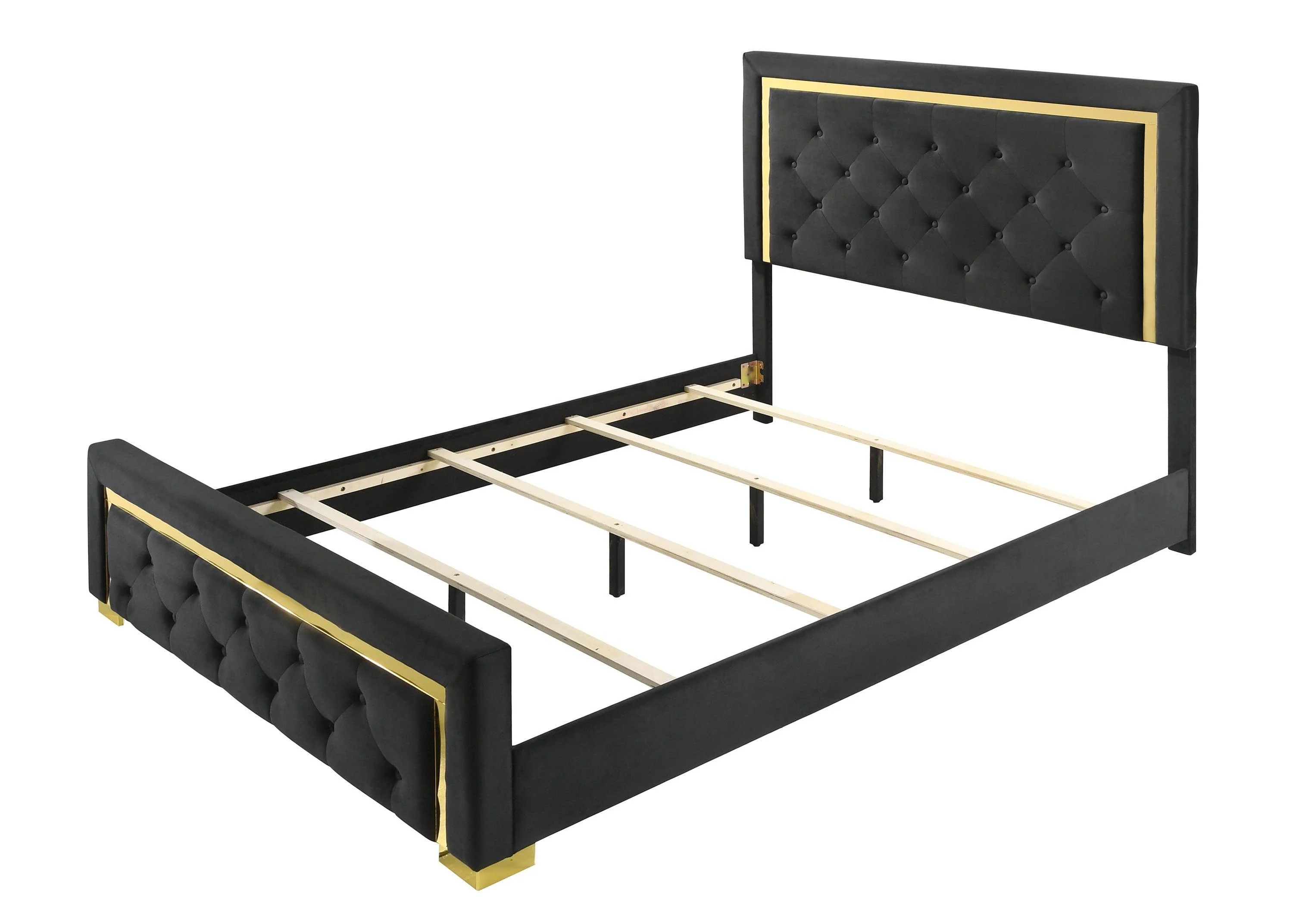 Pepe Black Fabric Upholstered Tufted Panel Bedroom Set - Image 3