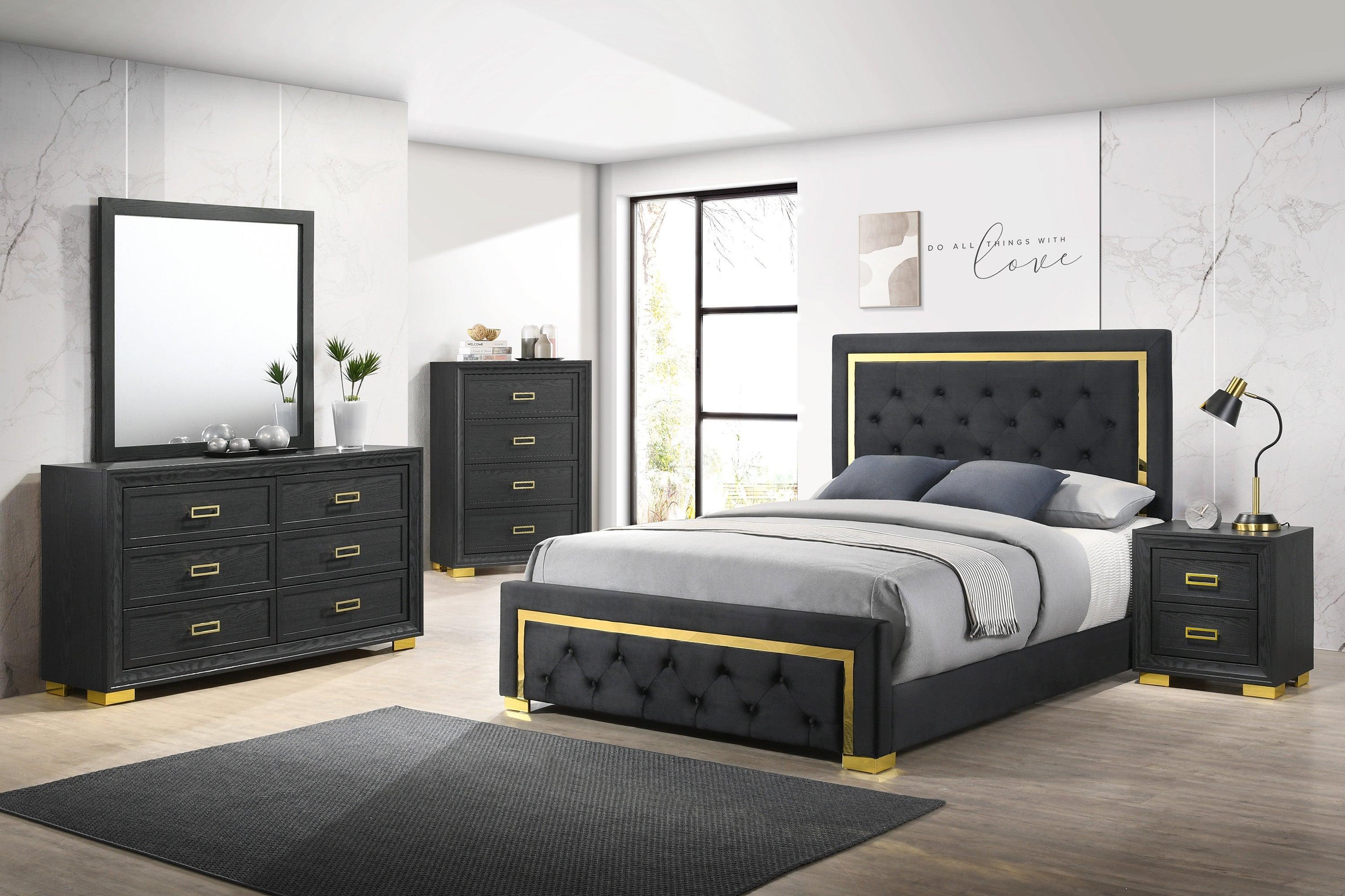 Pepe Black Fabric Upholstered Tufted Panel King Bed - Image 2