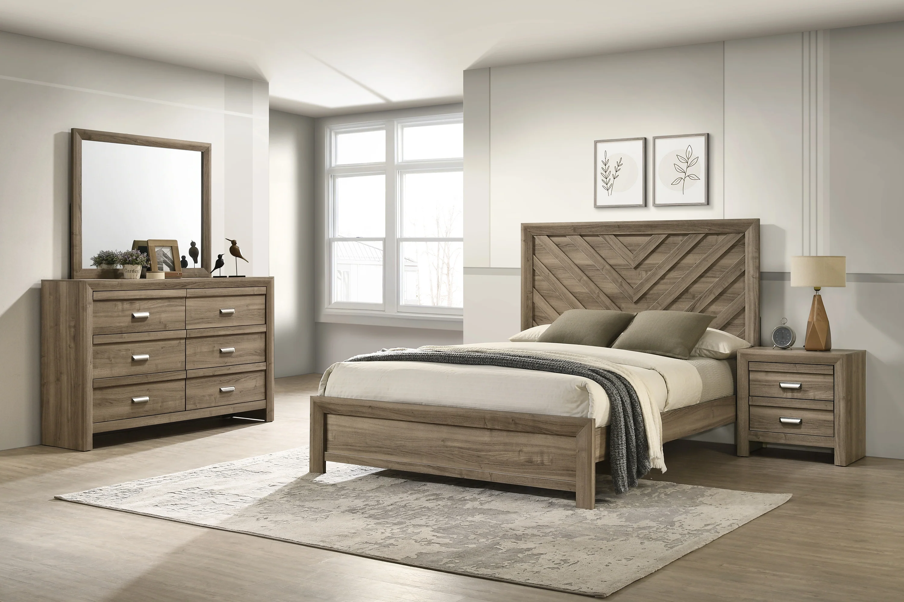 Valor Light Brown Panel Bedroom Set - Image 2