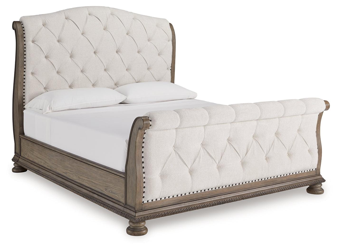 Ardenfield Light Brown King Upholstered Sleigh Bed - Image 2