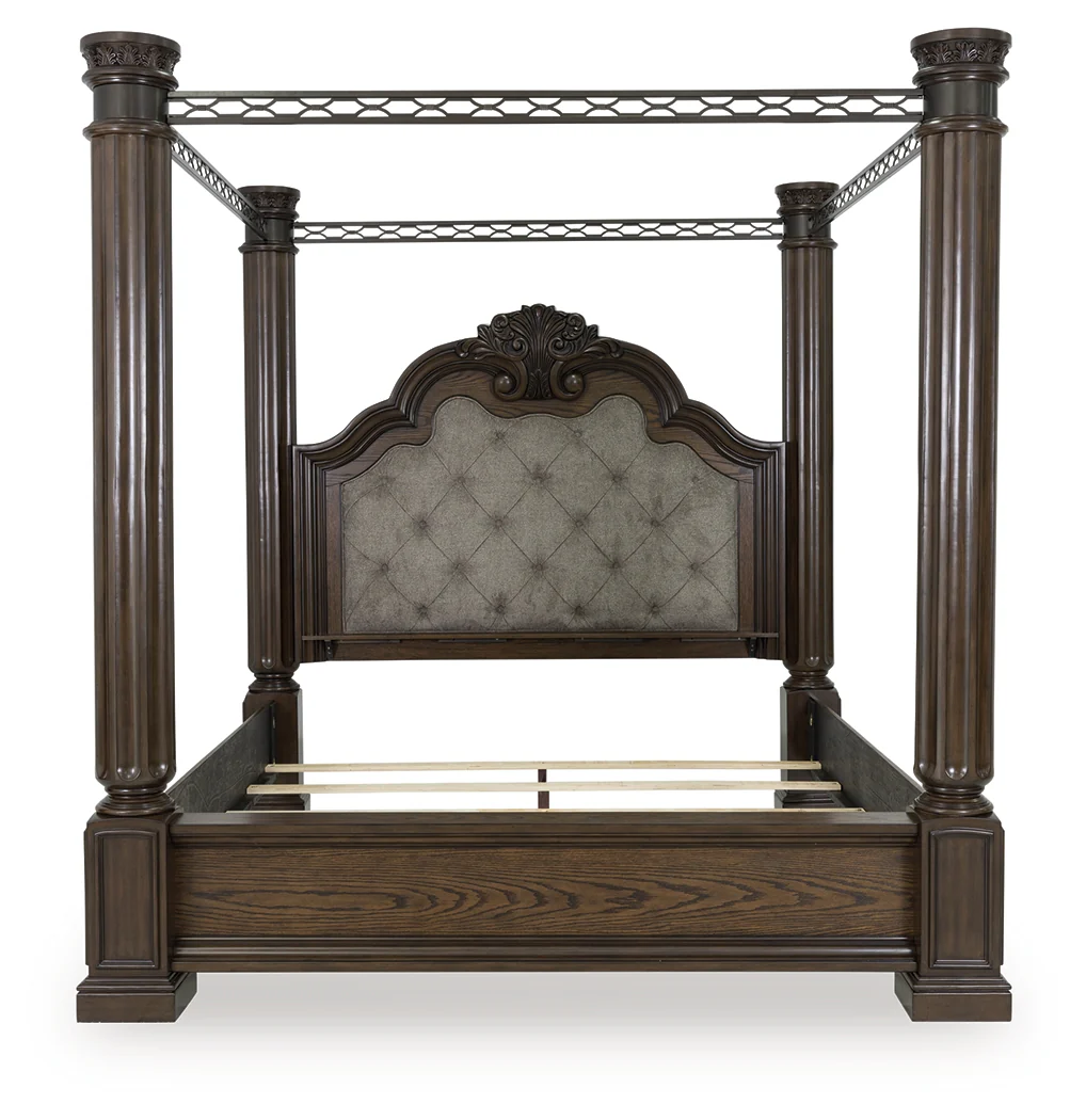 Maylee Dark Brown Queen Canopy Bed - Image 3