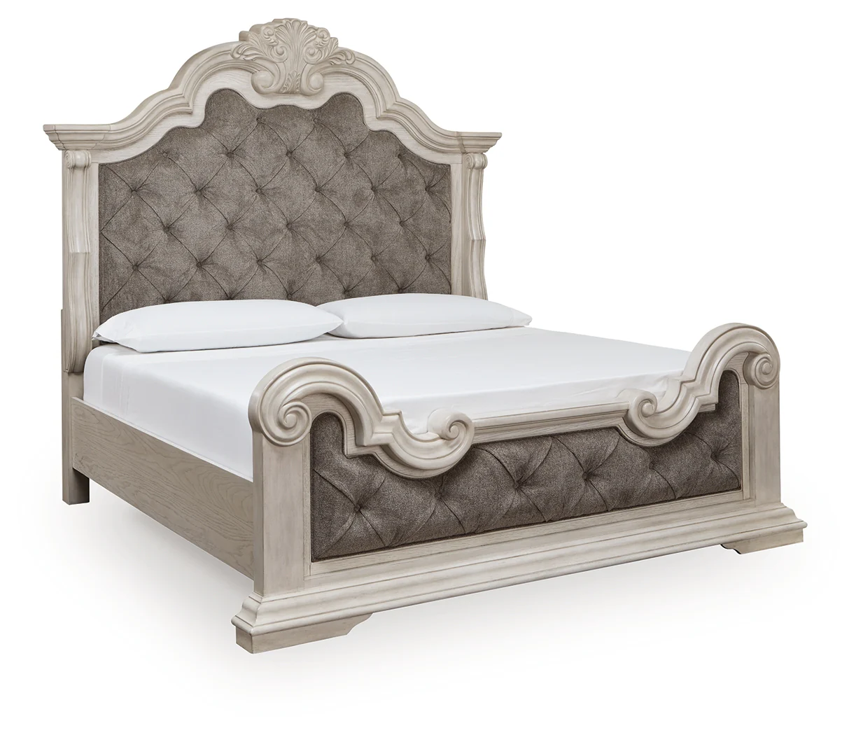 Bruchandi Antique White King Upholstered Panel Bed - Image 2