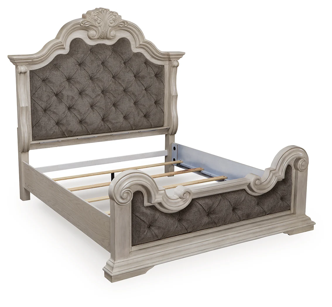 Bruchandi Antique White King Upholstered Panel Bed - Image 3