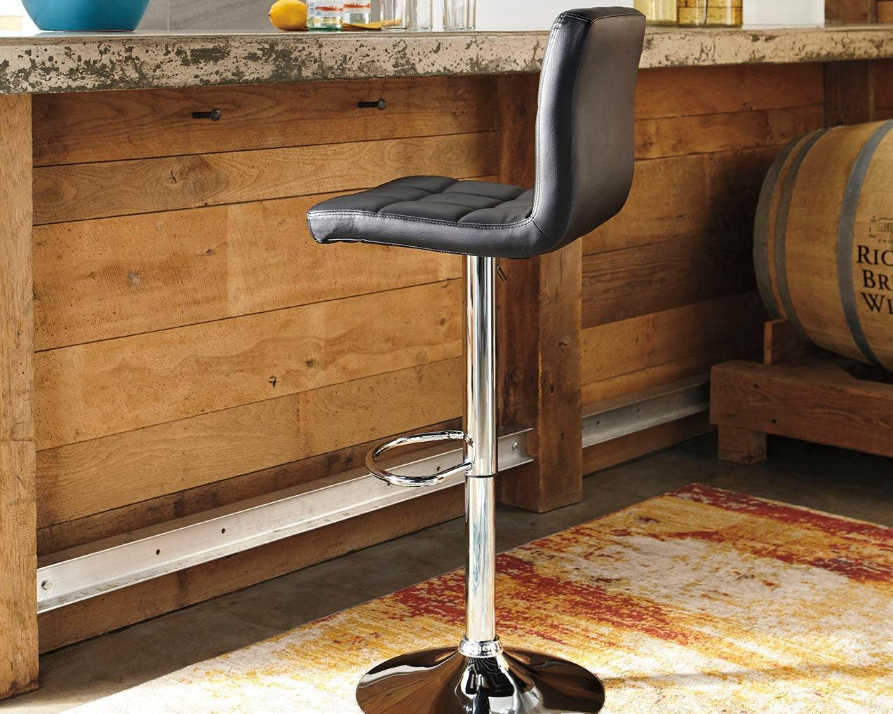Bellatier Black Chrome Finish Adjustable Height Bar Stool - Image 3