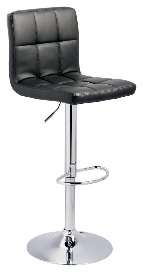 Bellatier Black Chrome Finish Adjustable Height Bar Stool - Image 2