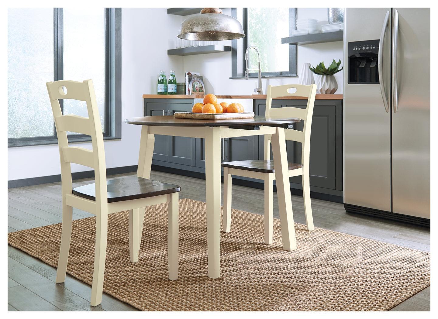 Woodanville Cream Brown Dining Drop Leaf Table - Image 3