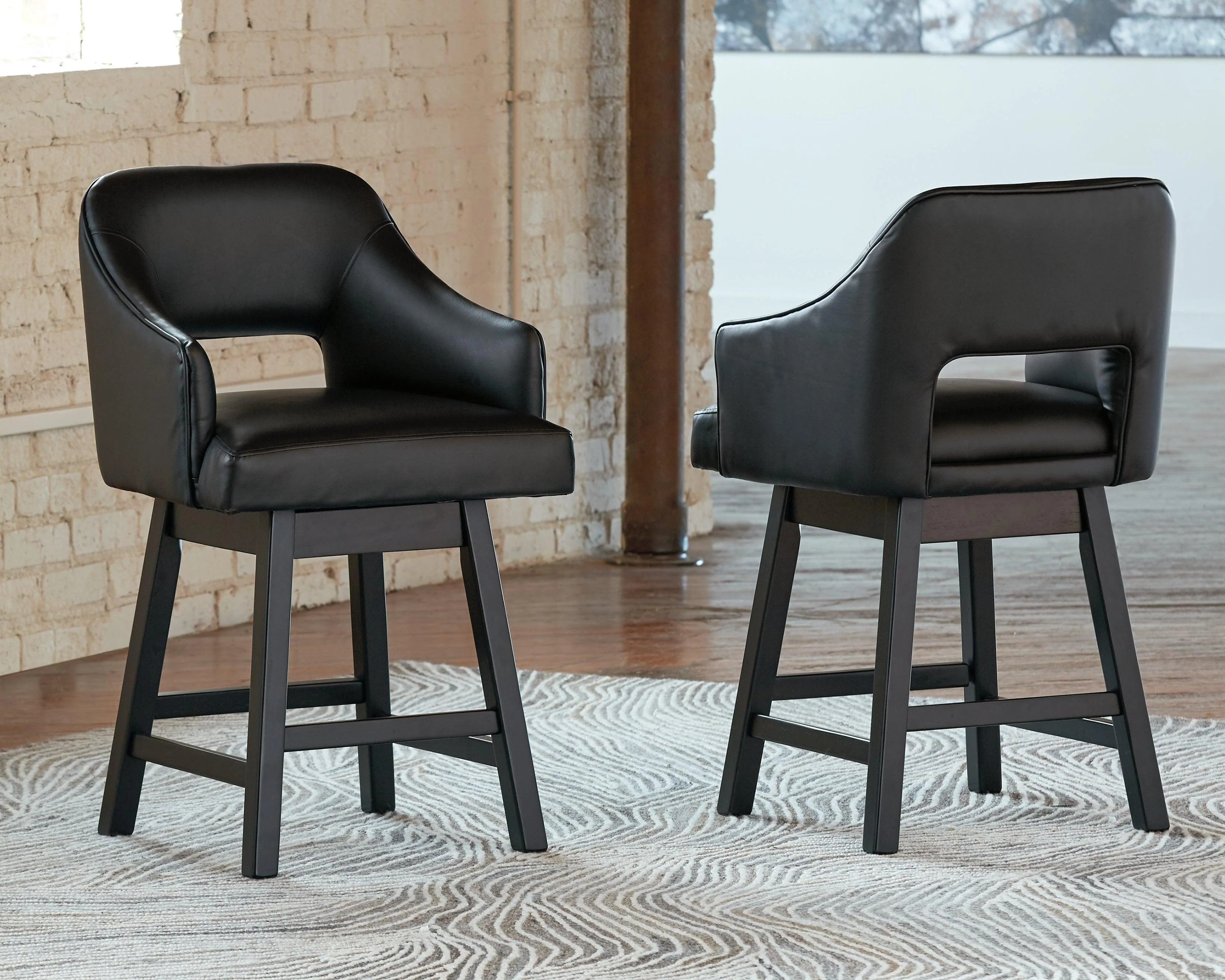 Tallenger Black Dark Brown Counter Height Bar Stool - Image 3
