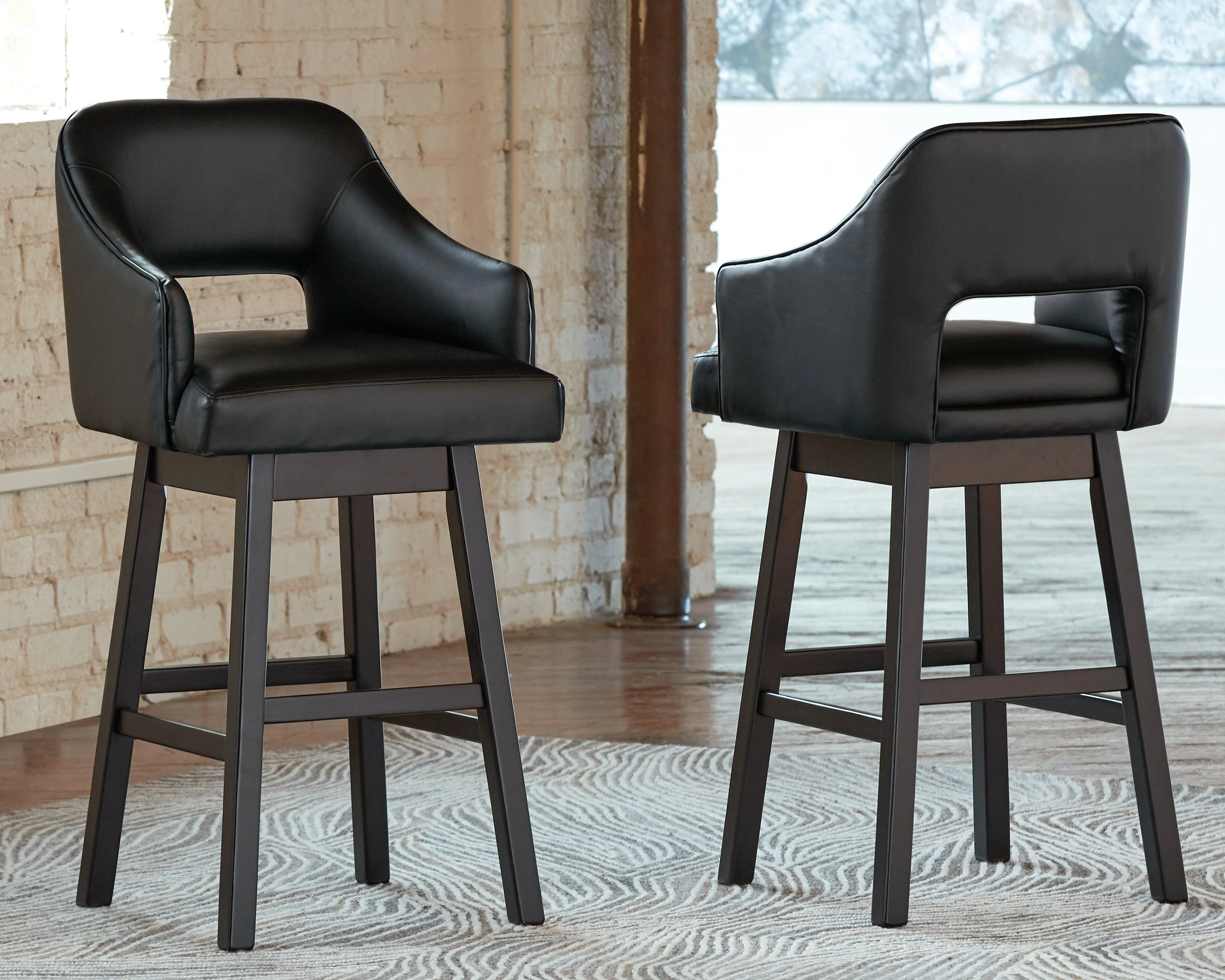 Tallenger Black Dark Brown Bar Height Stool - Image 3