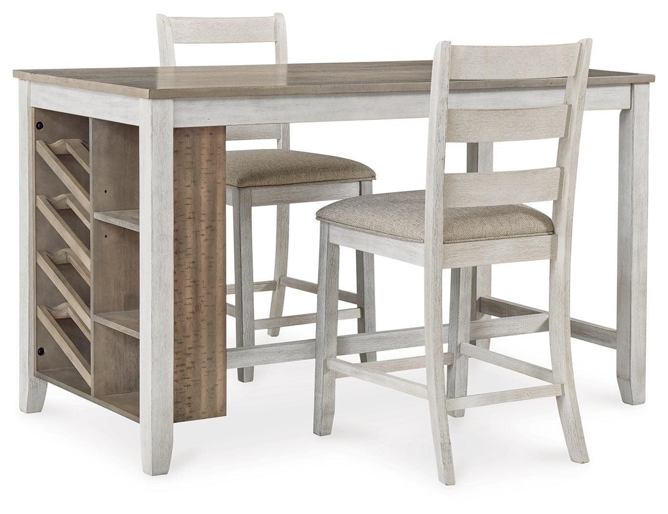 Skempton White Light Brown Counter Height Dining Table And 2 Barstools - Image 2