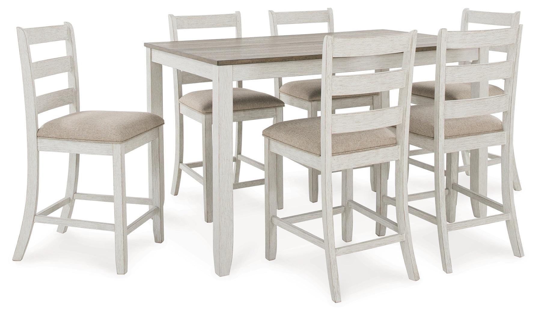 Skempton White Light Brown Counter Height Dining Table And Bar Stools (Set of 7) - Image 2