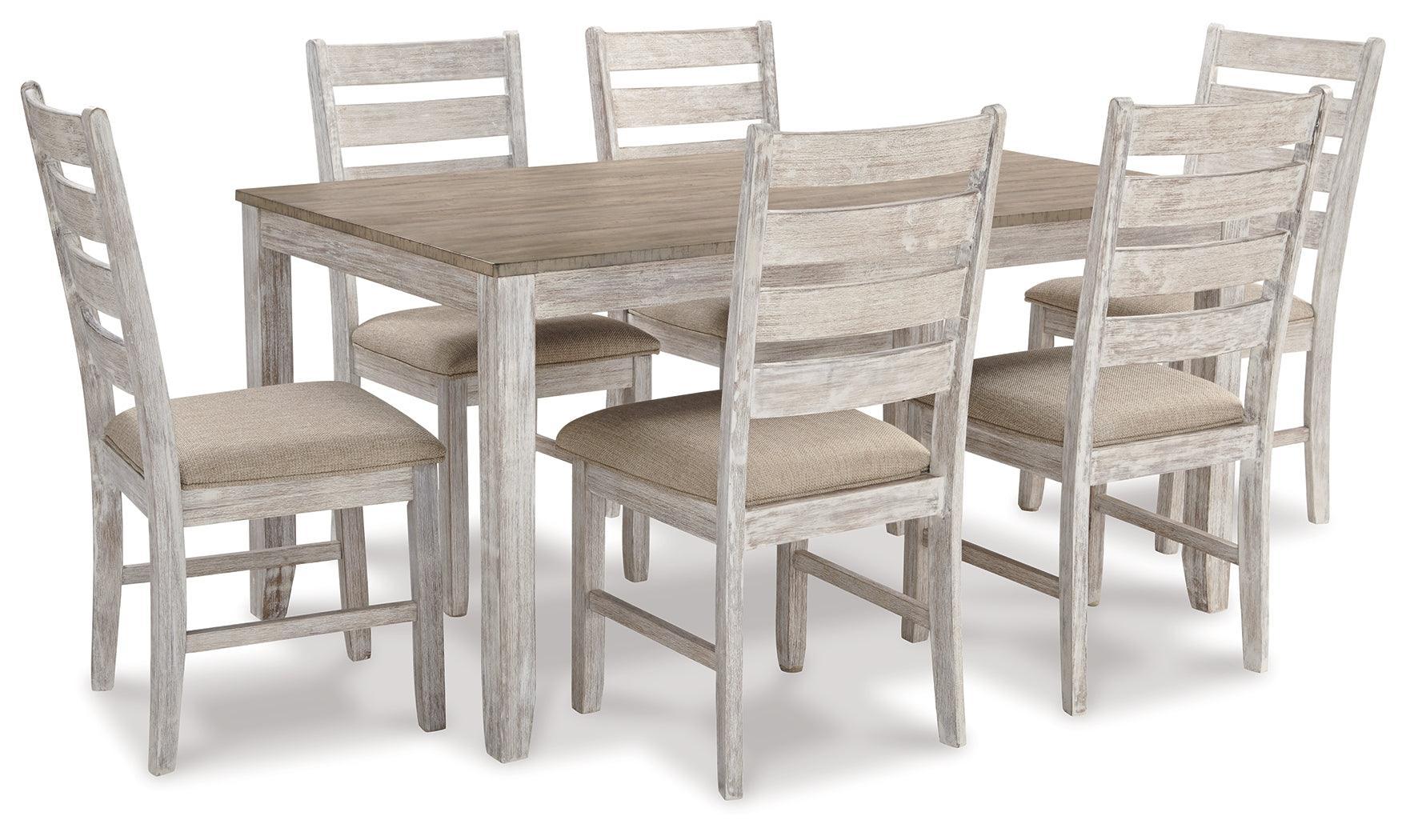 Skempton White Light Brown Dining Table And Chairs (Set of 7) - Image 2