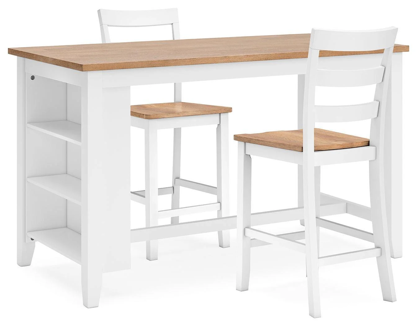 Gesthaven Natural/White Counter Height Dining Table and 2 Barstools - Image 1