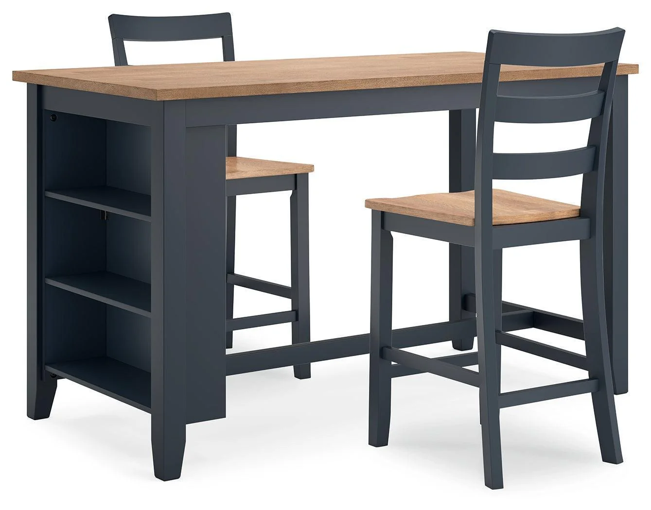 Gesthaven Natural/Blue Counter Height Dining Table and 2 Barstools - Image 1