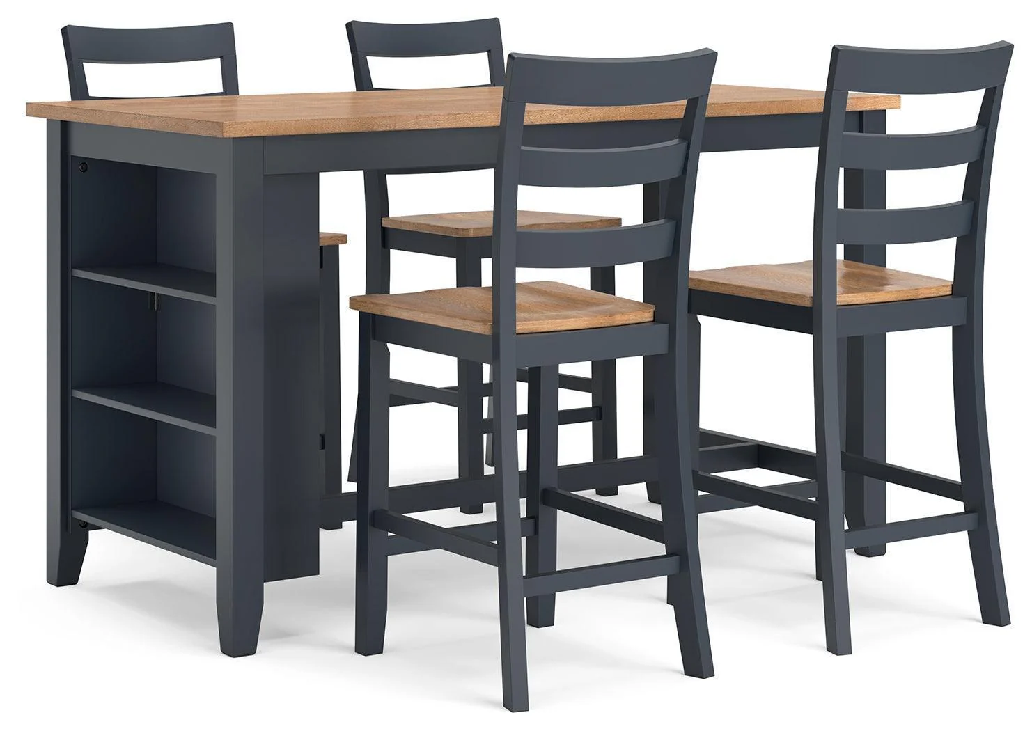 Gesthaven Natural/Blue Counter Height Dining Table and 4 Barstools - Image 2