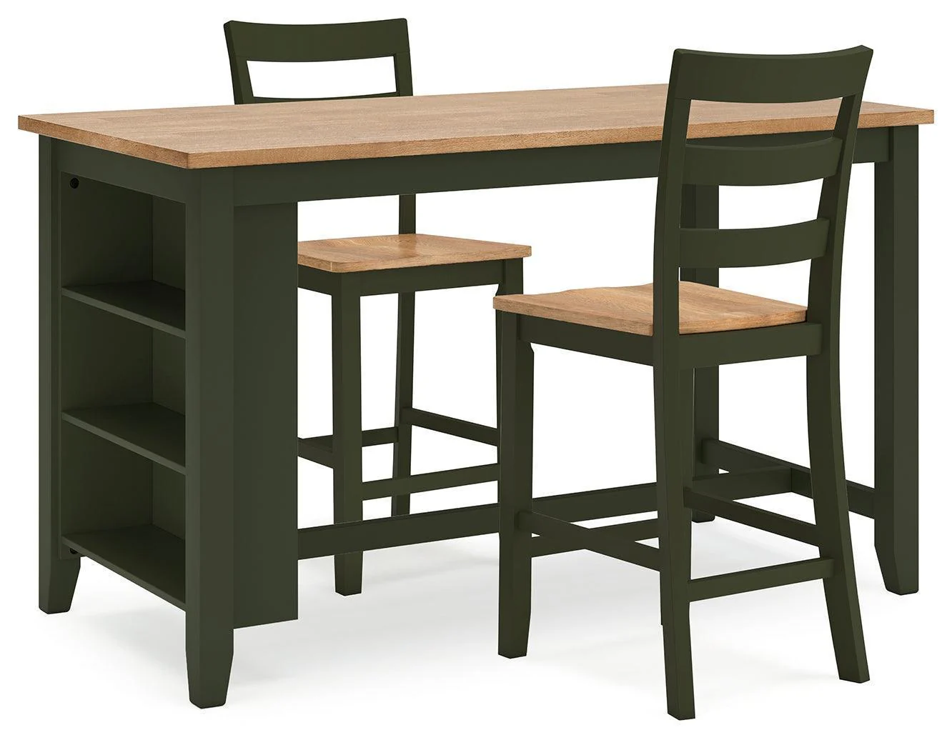 Gesthaven Natural/Green Counter Height Dining Table and 2 Barstools - Image 1