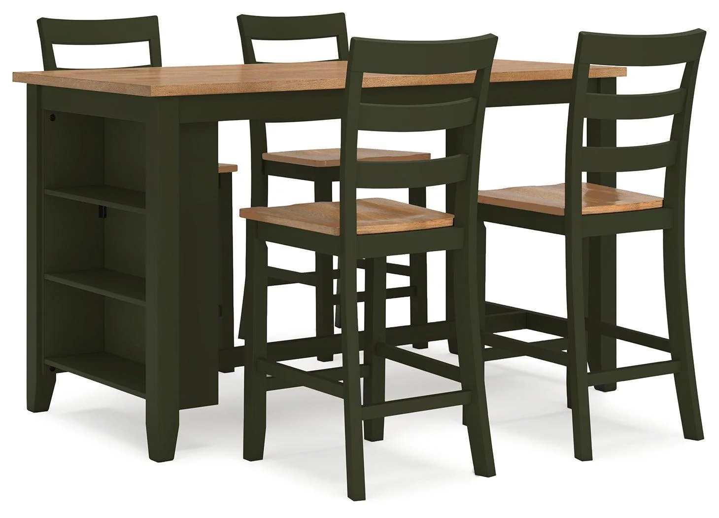 Gesthaven Natural/Green Counter Height Dining Table and 4 Barstools - Image 2