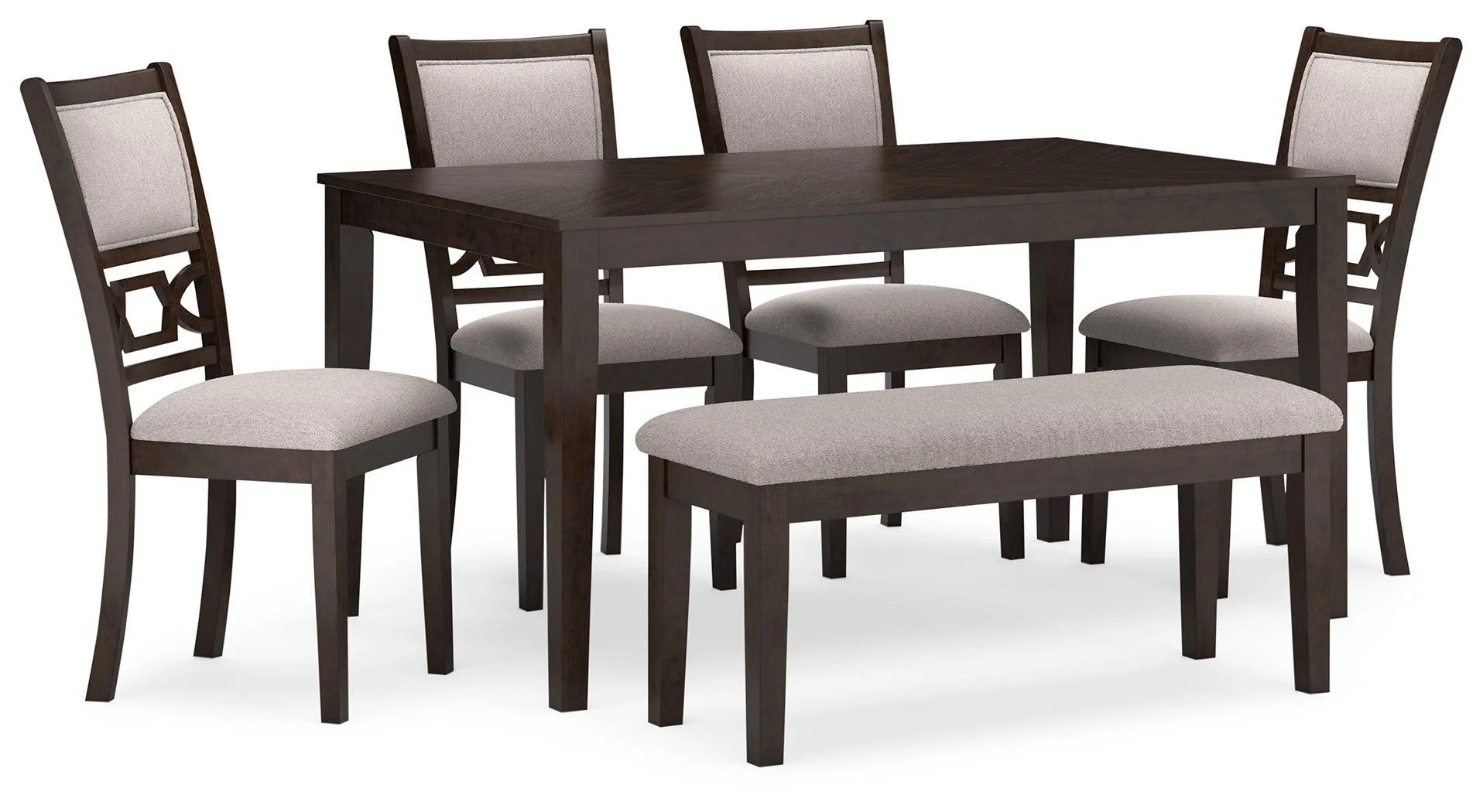 Langwest Brown Dining Table And 4 Chairs Bench (Set of 6) - Image 2