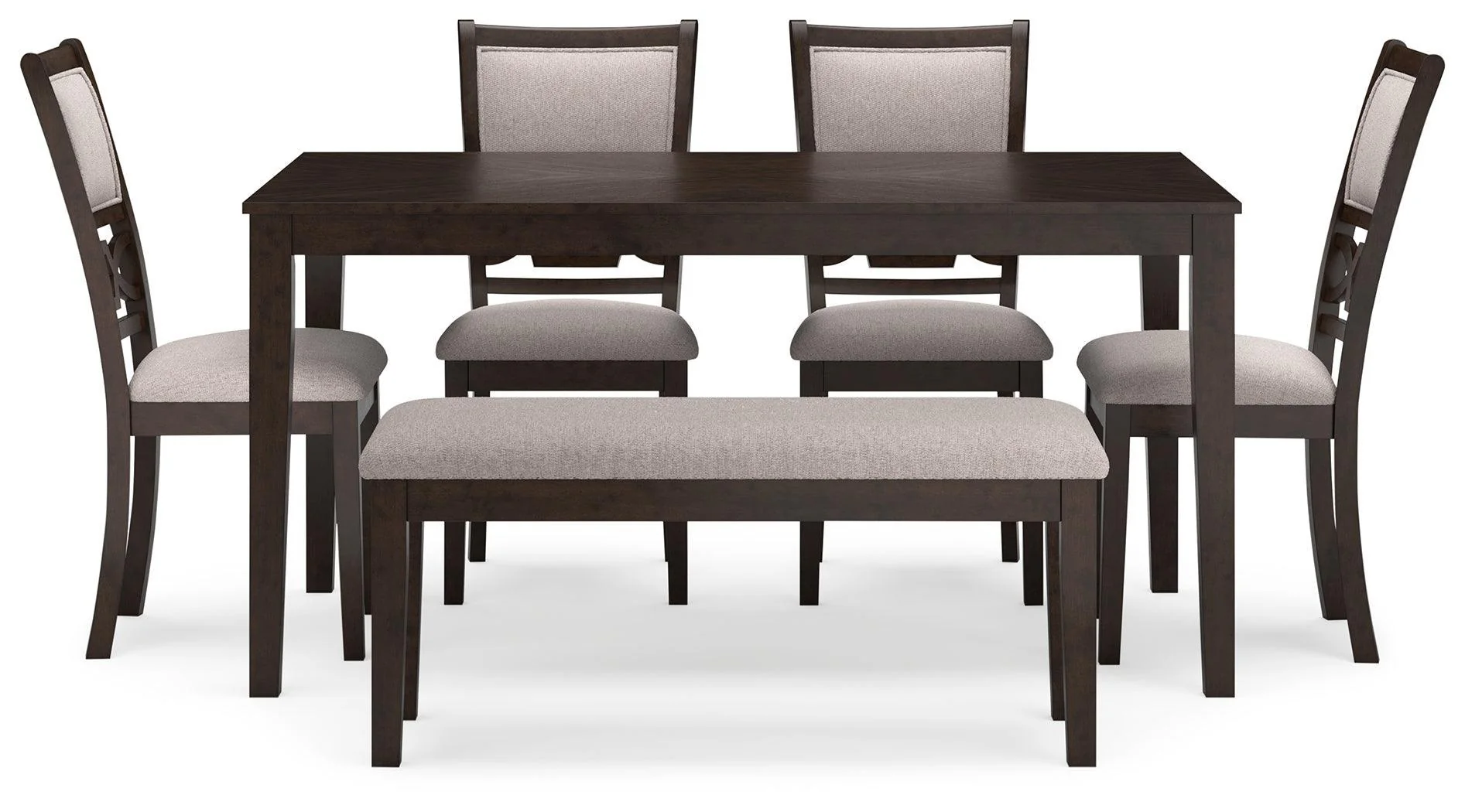 Langwest Brown Dining Table And 4 Chairs Bench (Set of 6) - Image 3